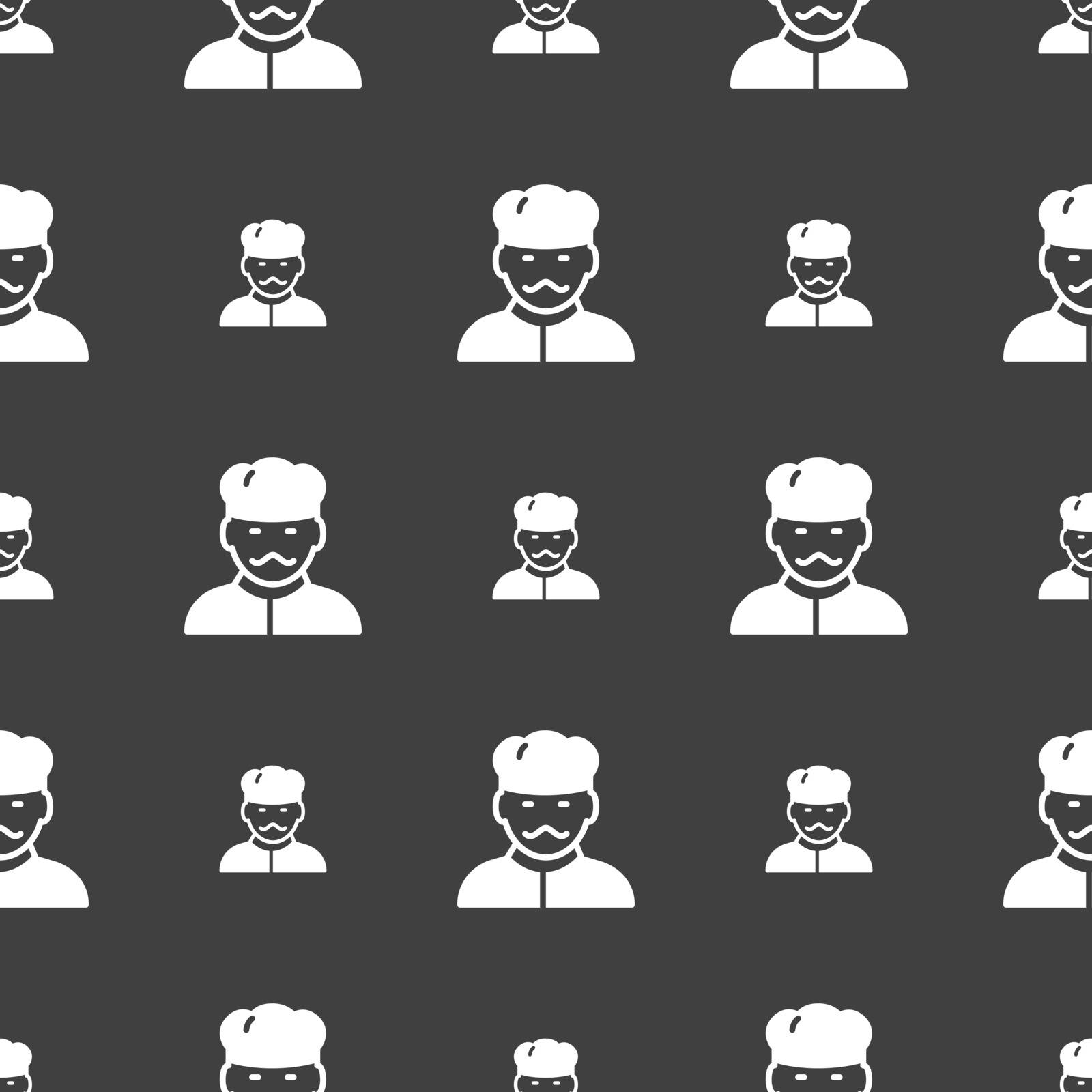 Cook icon sign. Seamless pattern on a gray background. Vector illustration