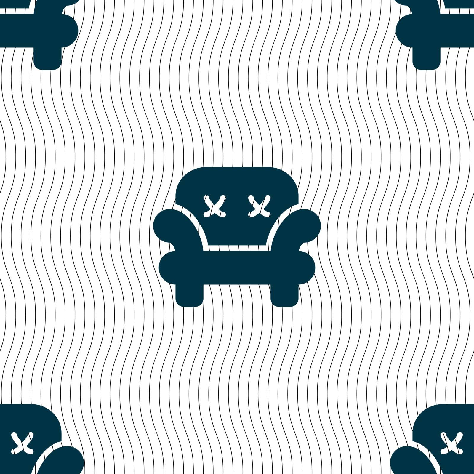 Armchair icon sign. Seamless pattern with geometric texture. Vector by serhii_lohvyniuk