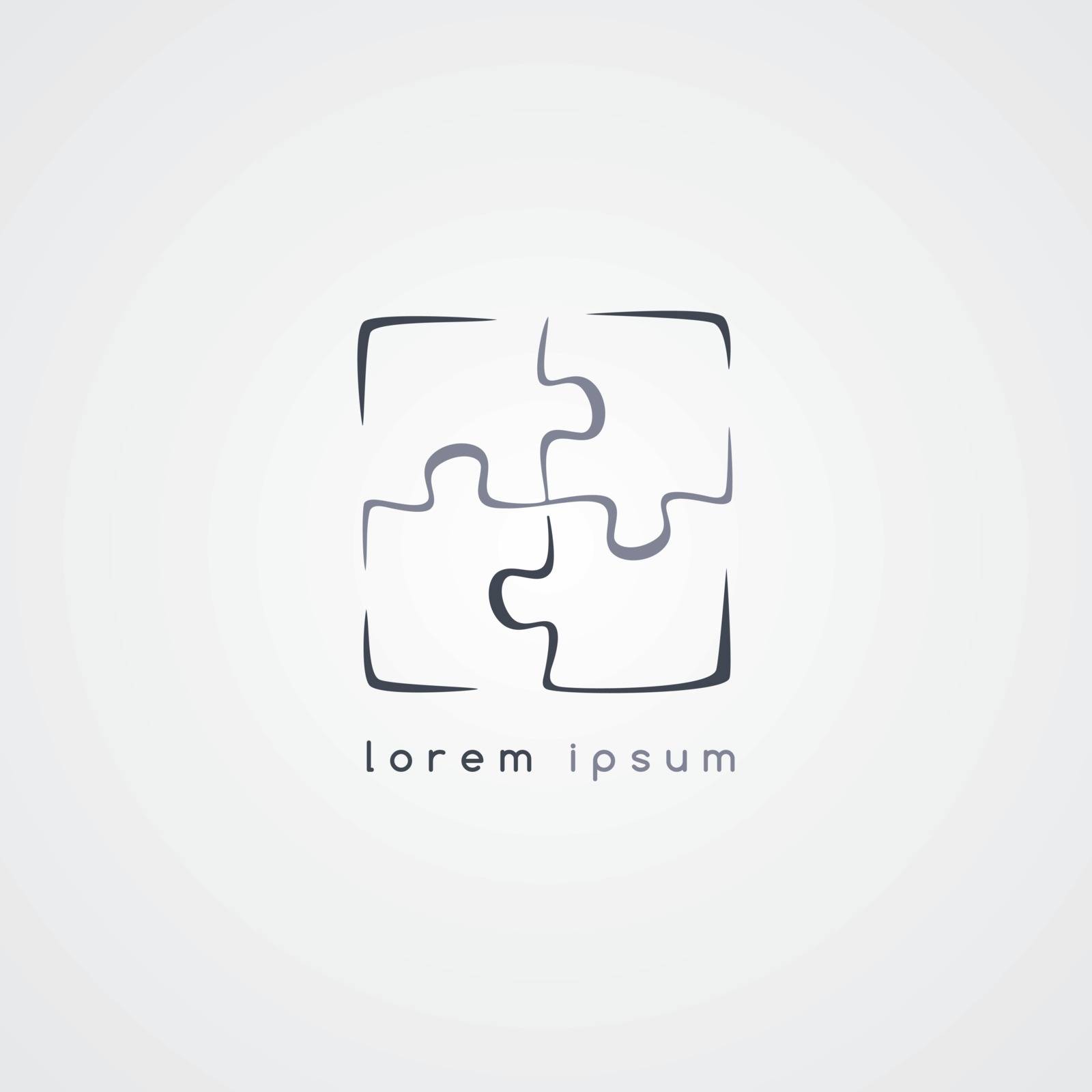puzzle jigsaw logo sign template vector art illustration