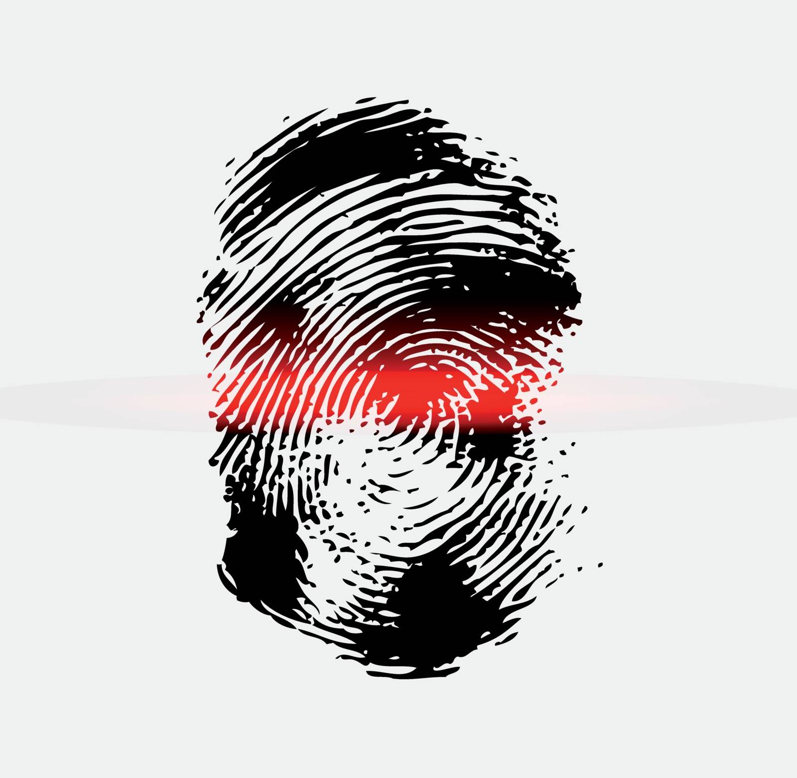 Ray scanner scan fingerprint. Vector illustration close-up