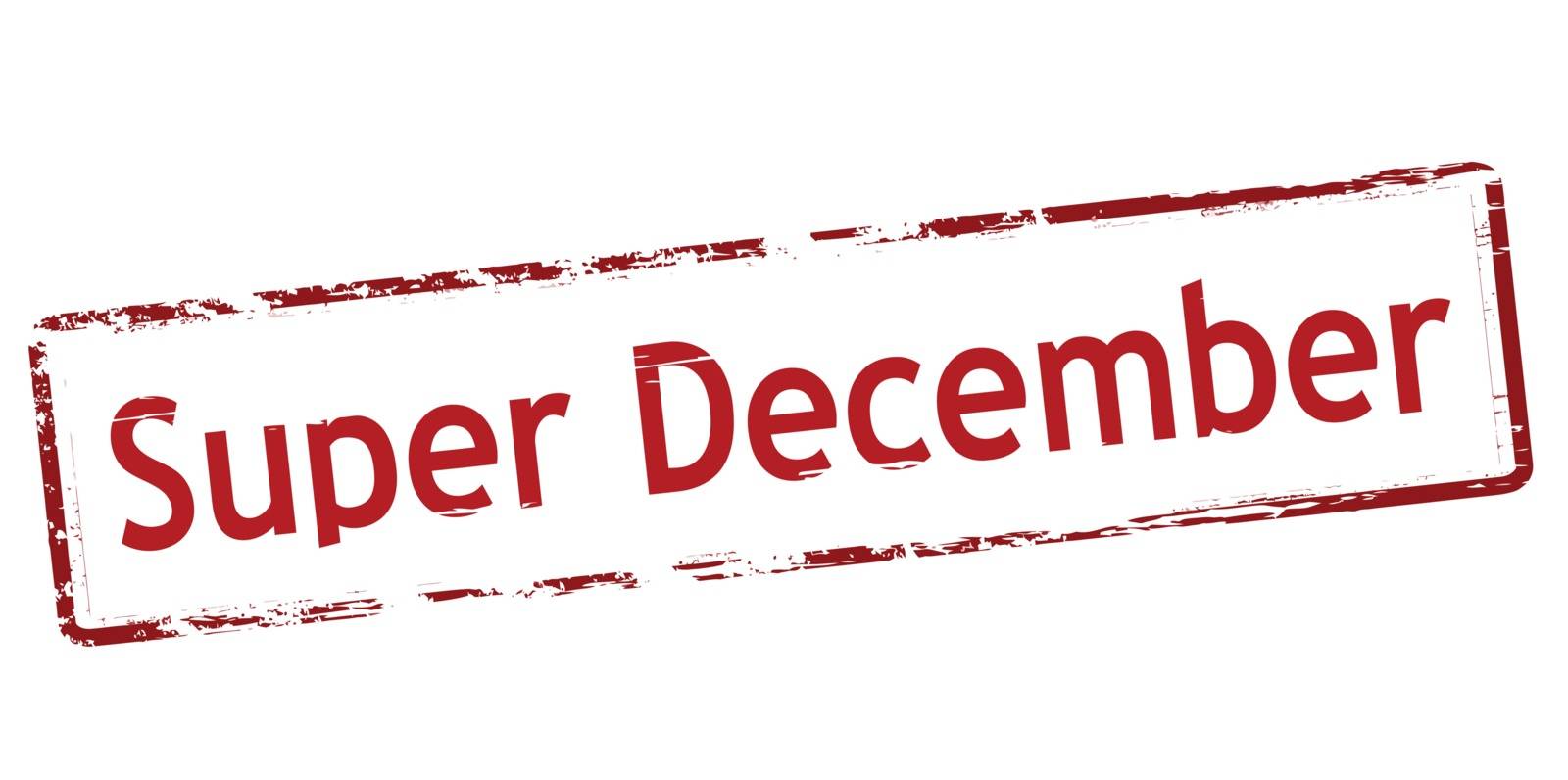 Rubber stamp with text super December inside, vector illustration