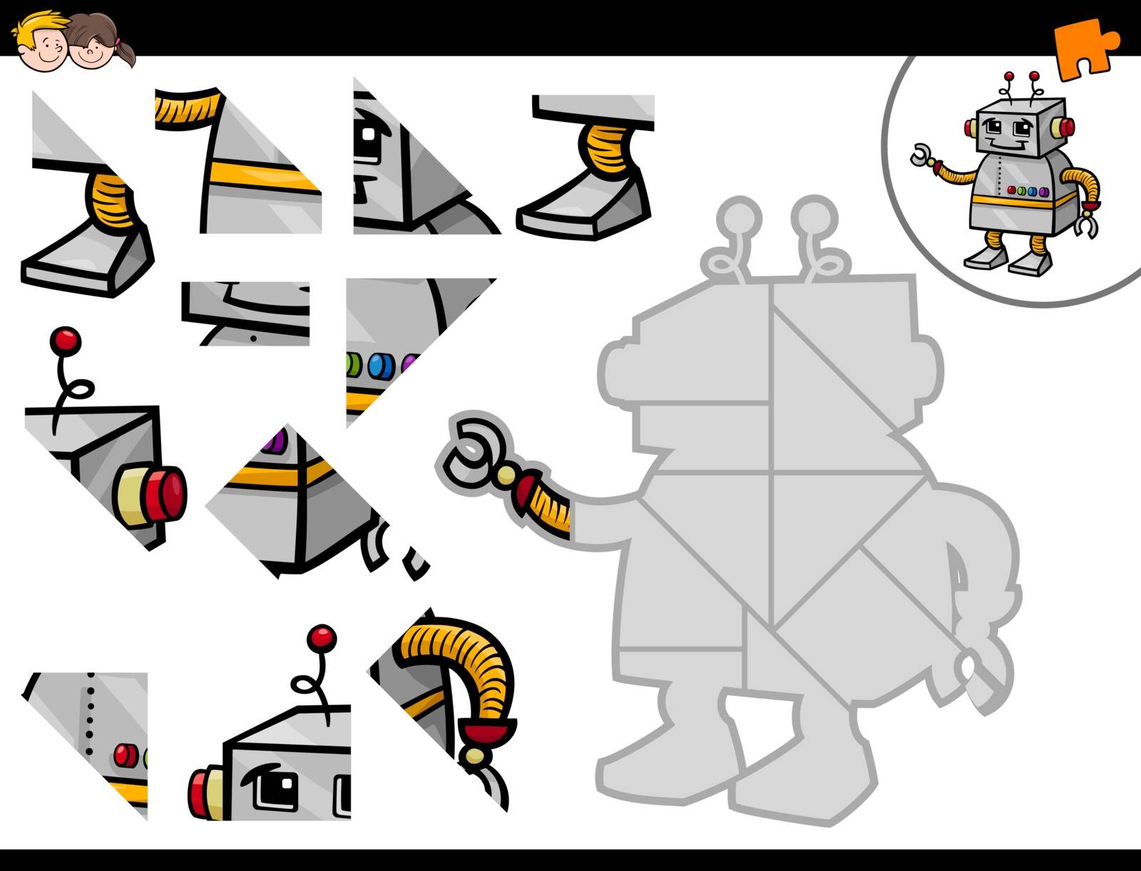 jigsaw puzzle activity with robot by izakowski