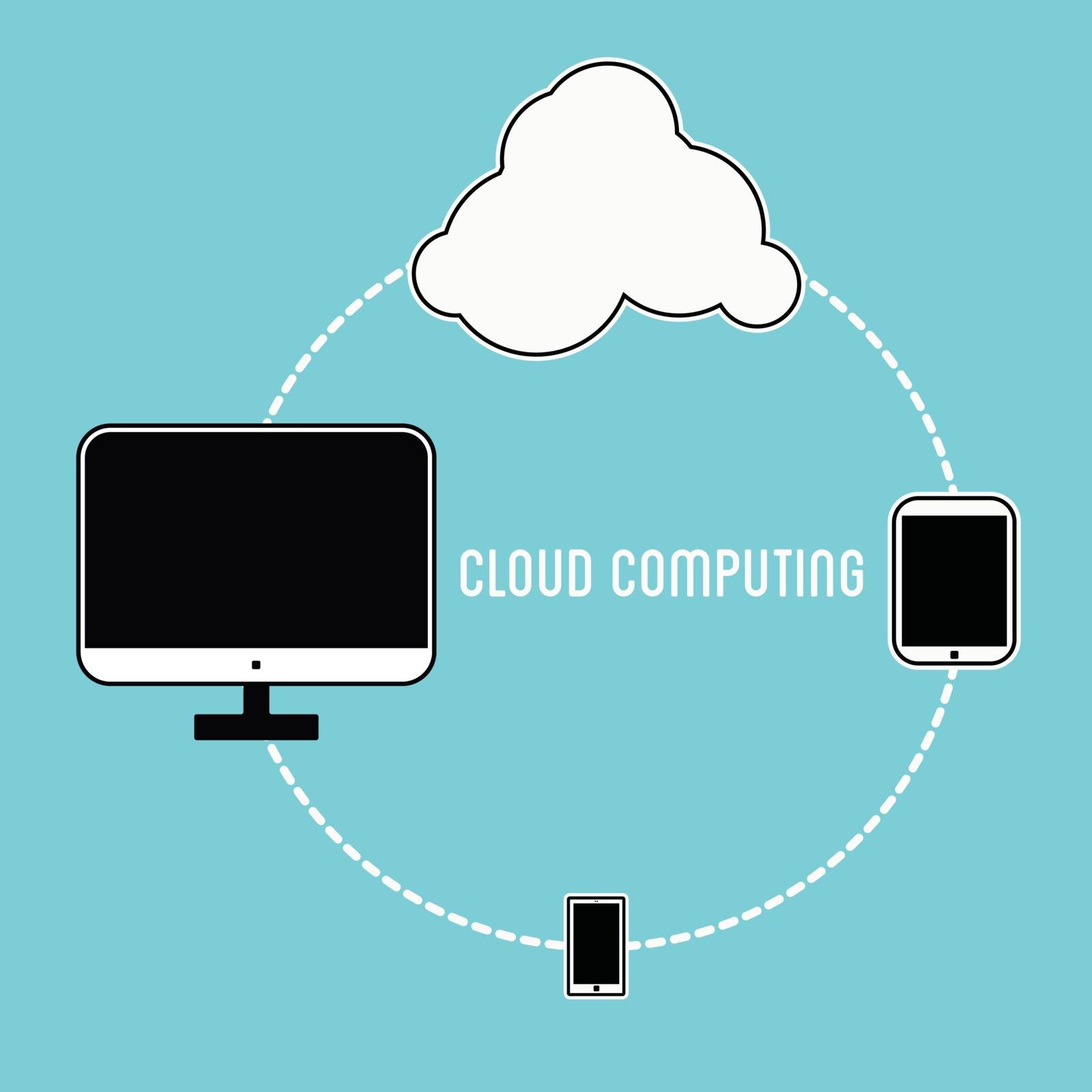 Cloud computing concept on blue background