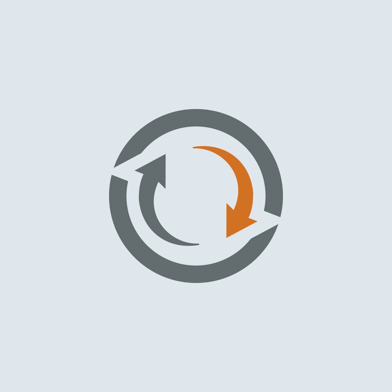 Gray-orange two arrows cycle round web icon