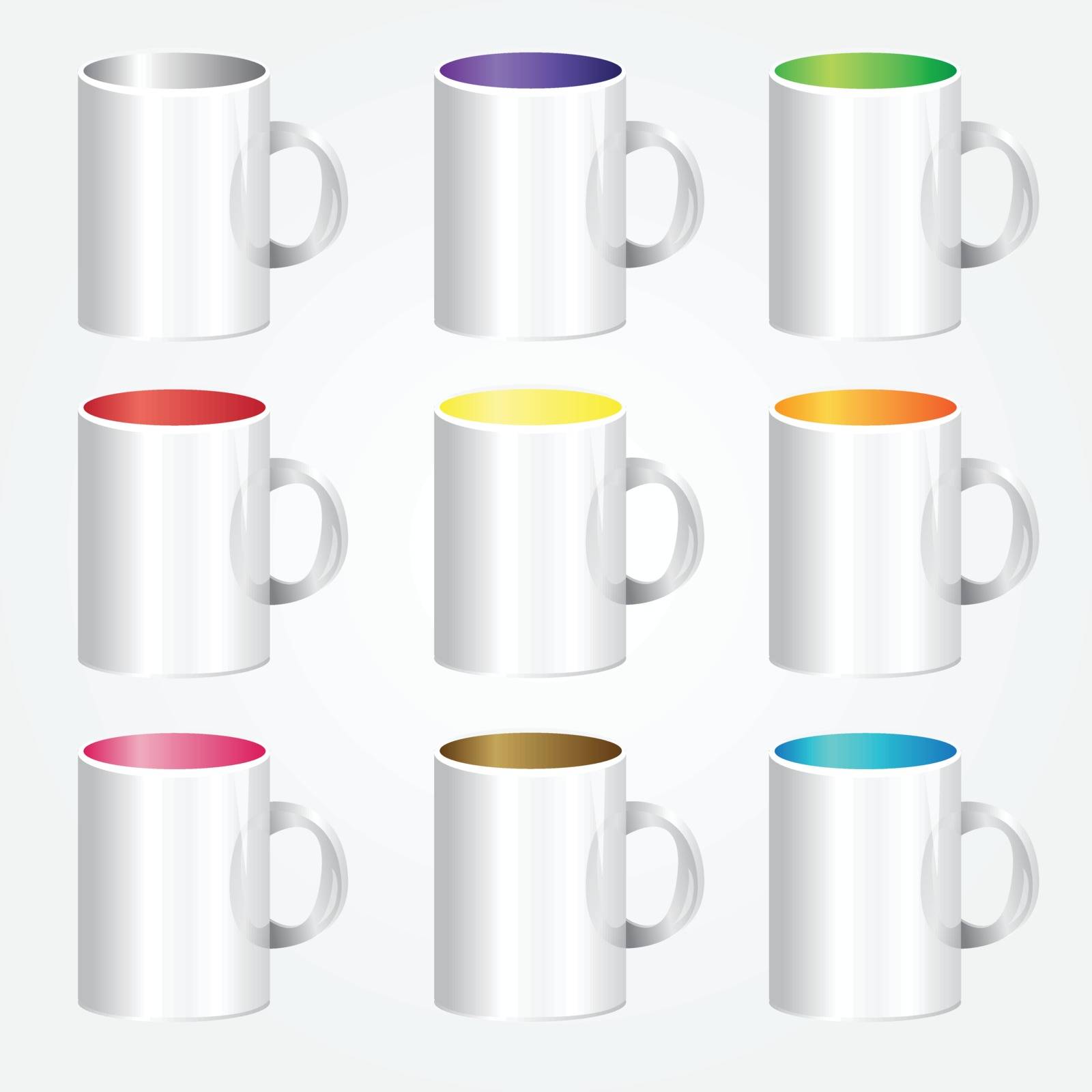 High detailed illustration of colorful cups - vector