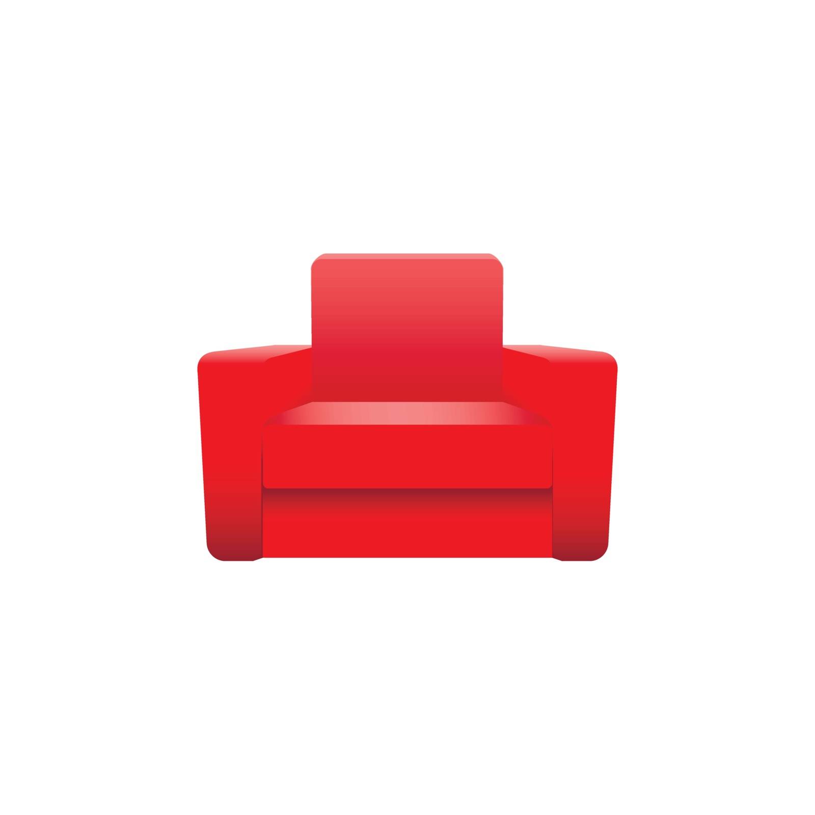 Red vector armchair isolated on white background