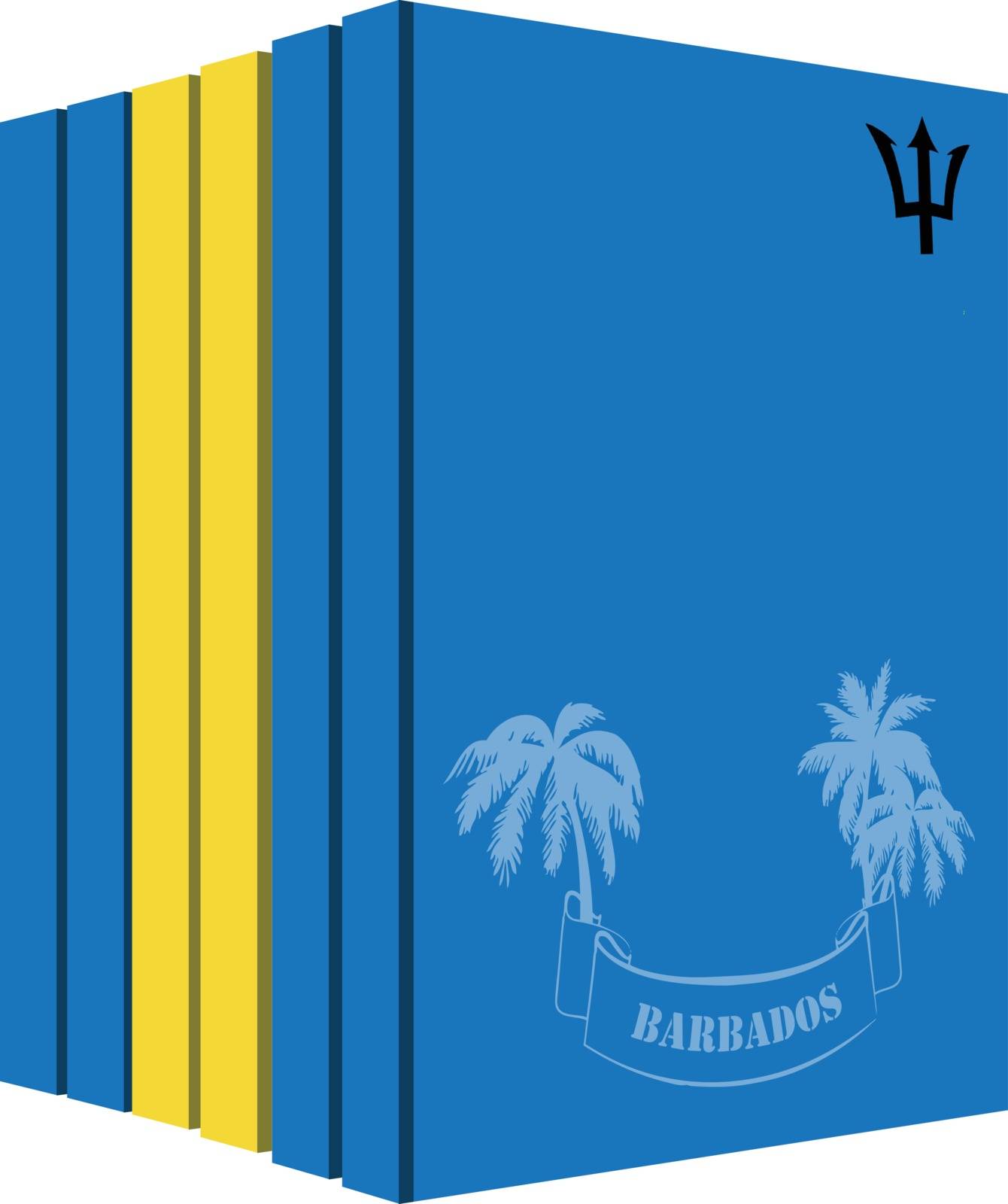 Books about the country of Barbados. Symbol flag.