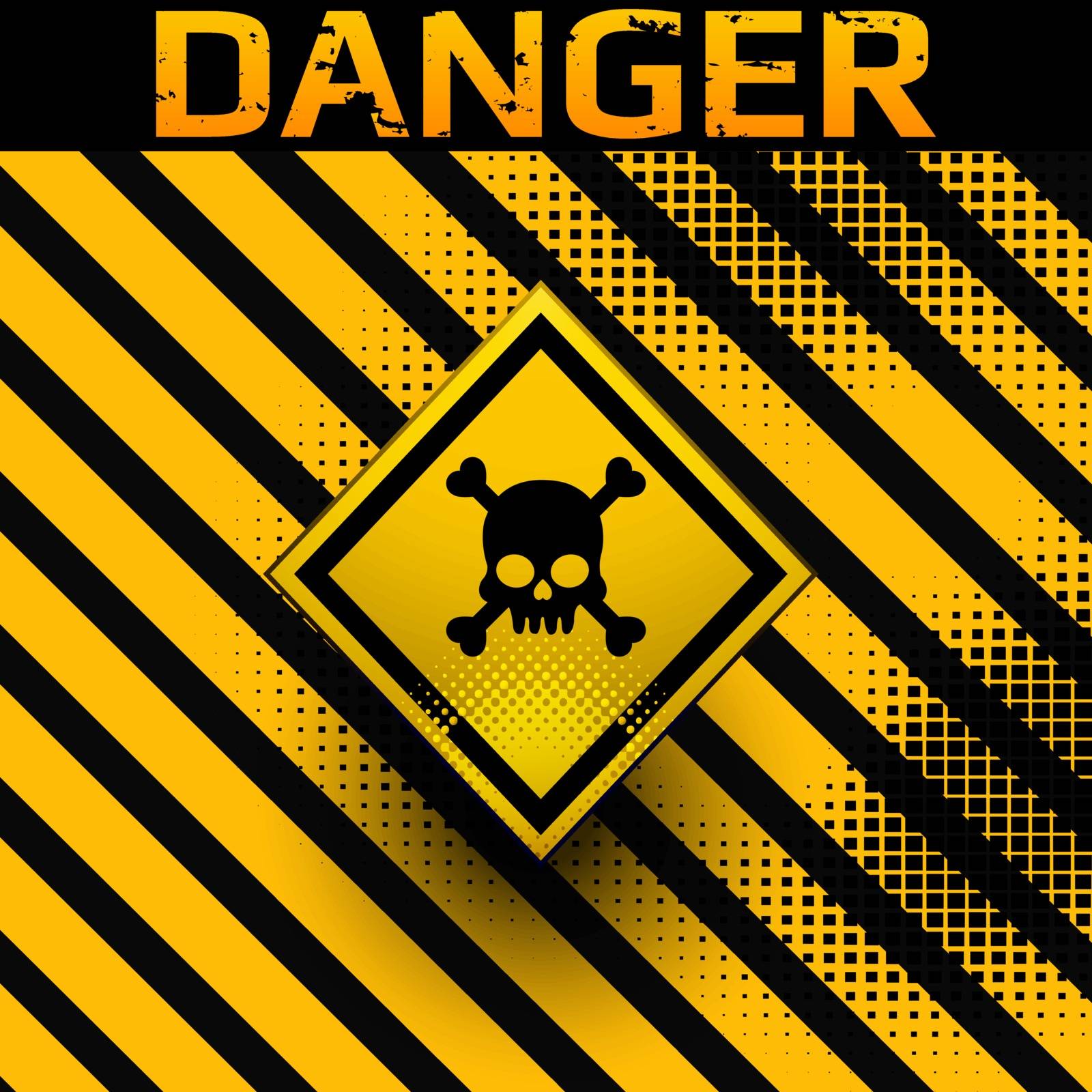 Danger sign with skull symbol. Vector illustration, EPS 10
