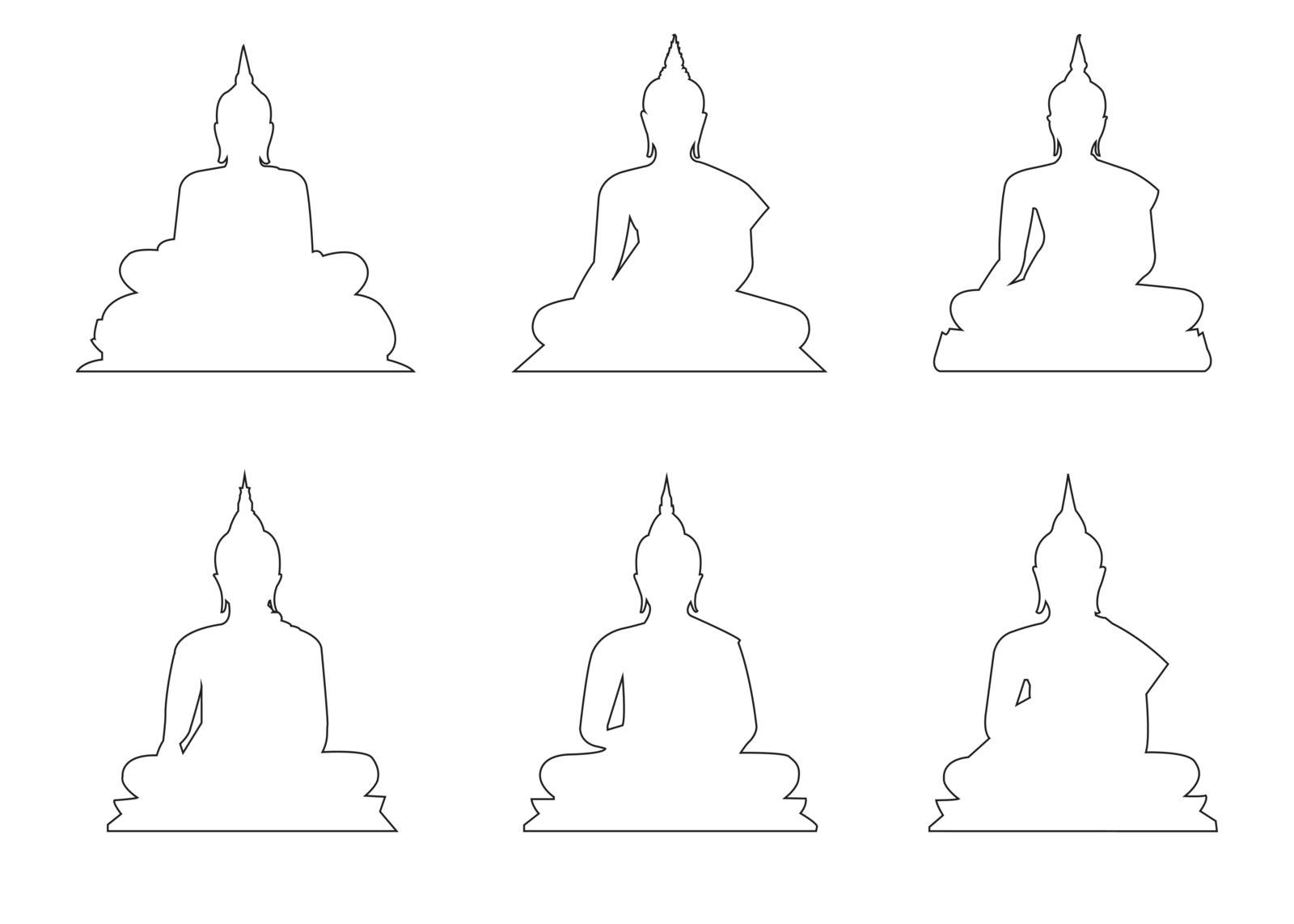 Set of Buddha Path on the white background