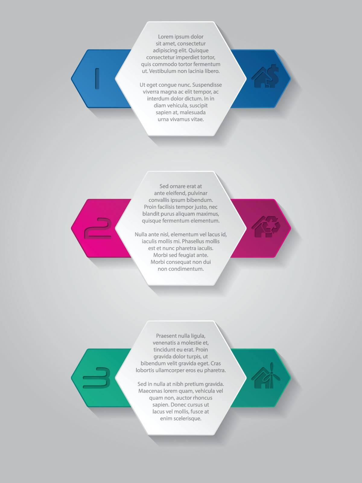 Infographics background design with house icons and hexagon elements