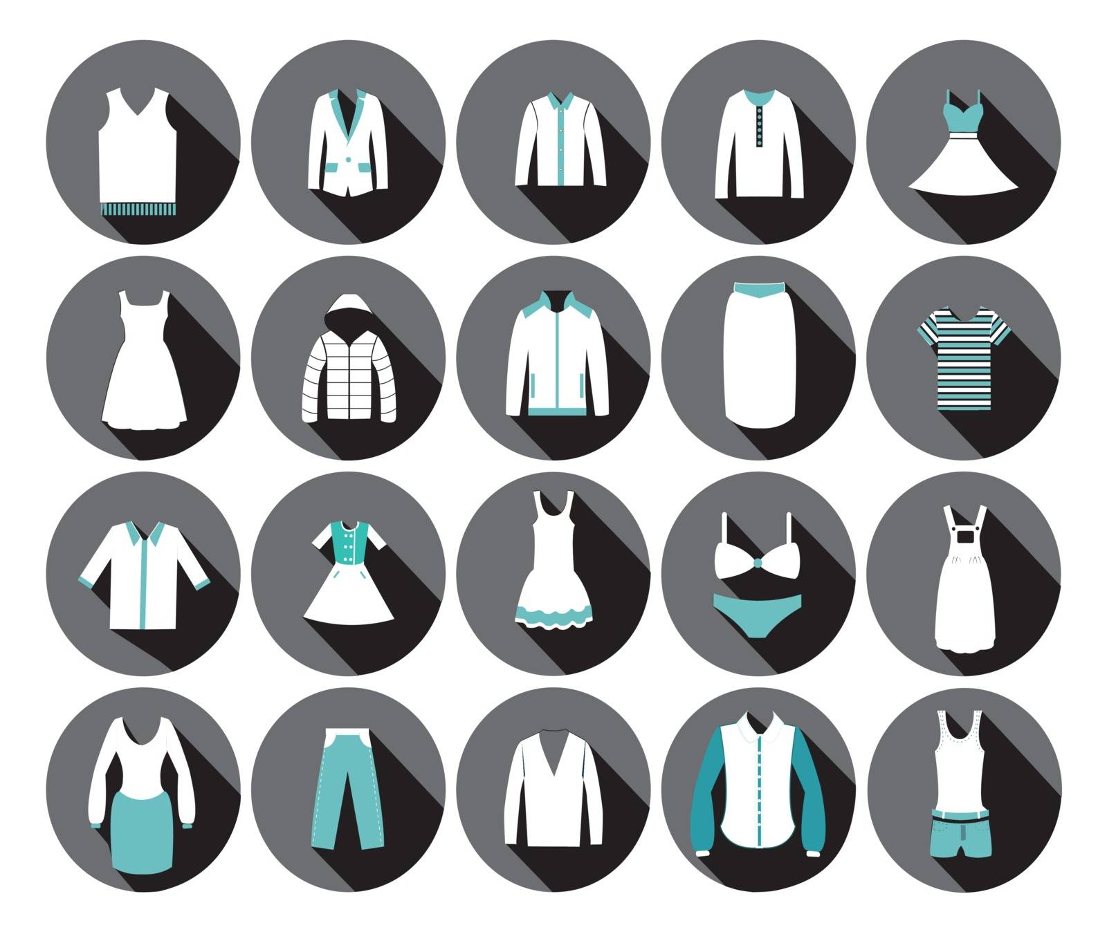 Store Clothing Icons - Illustration Department store clothing Fashion flat.