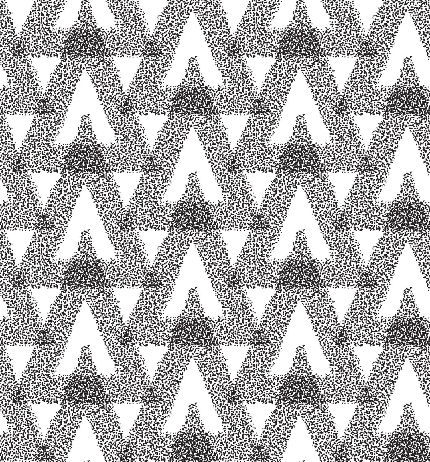 Vector Seamless Black And White Stippling Triangle Decor Halftone Pattern Abstract Chaotic Handmade Background