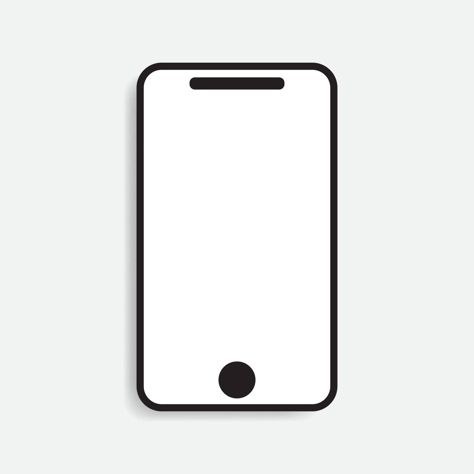 smartphone icon vector illustration with shadow. Linear flat style