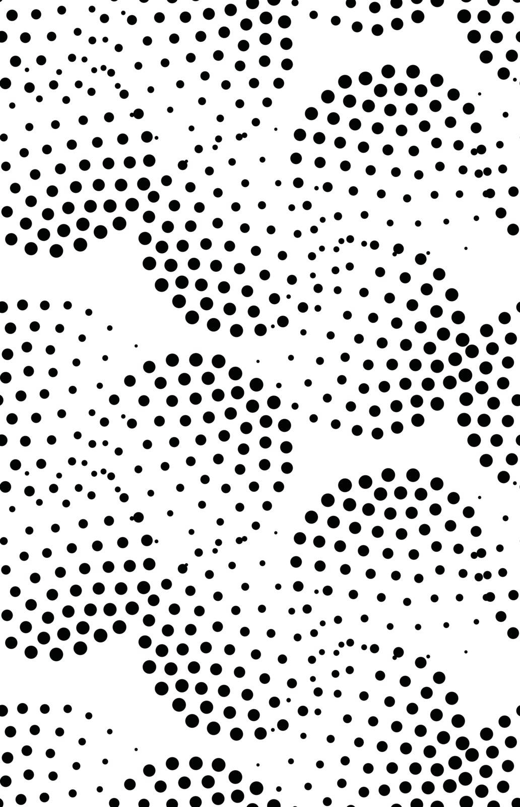 Vector geometric seamless pattern. Repeating abstract circles gradation in black and white. Modern halftone circle design, pointillism