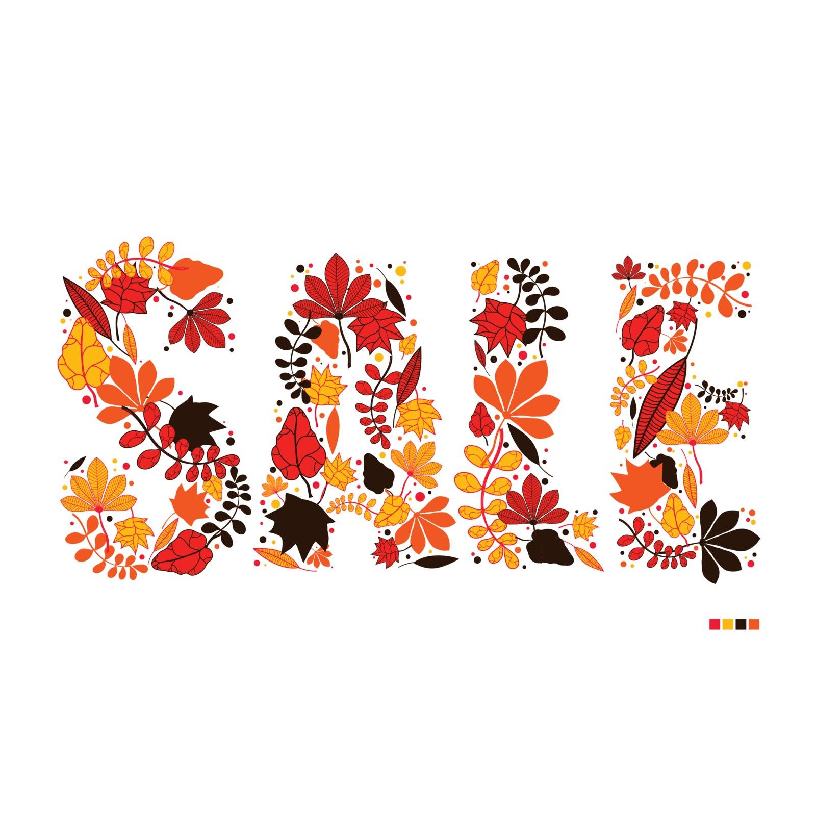 Word sale made of autumn leaves