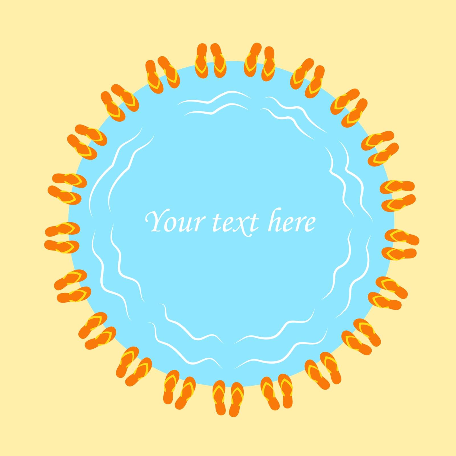 Flip Flops frame for text. Beach flip flops blank template. Vector illustration by lucia_fox