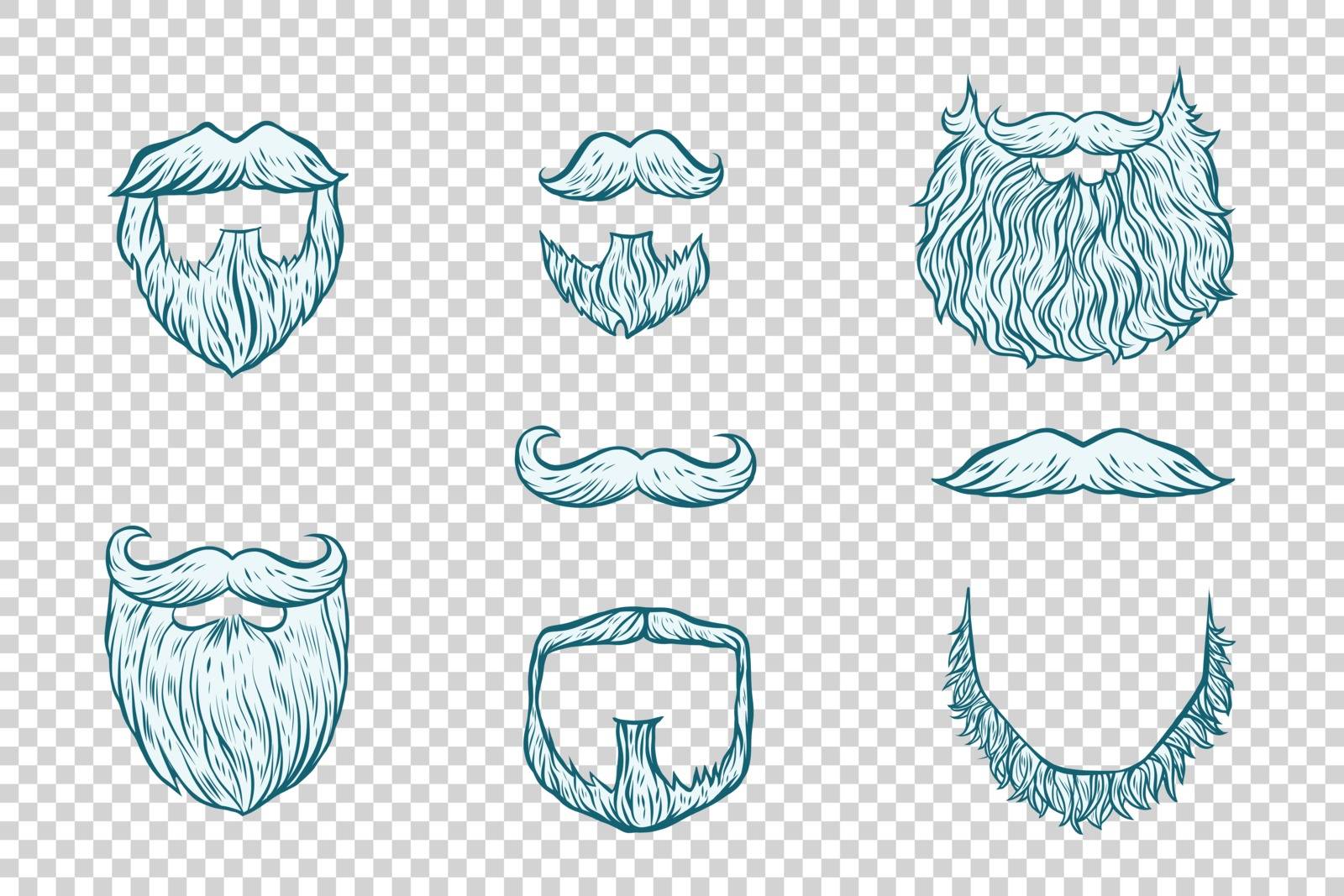 Set of beard and mustache Santa Claus. Pop art retro illustration. New year and Christmas. Facial hair men