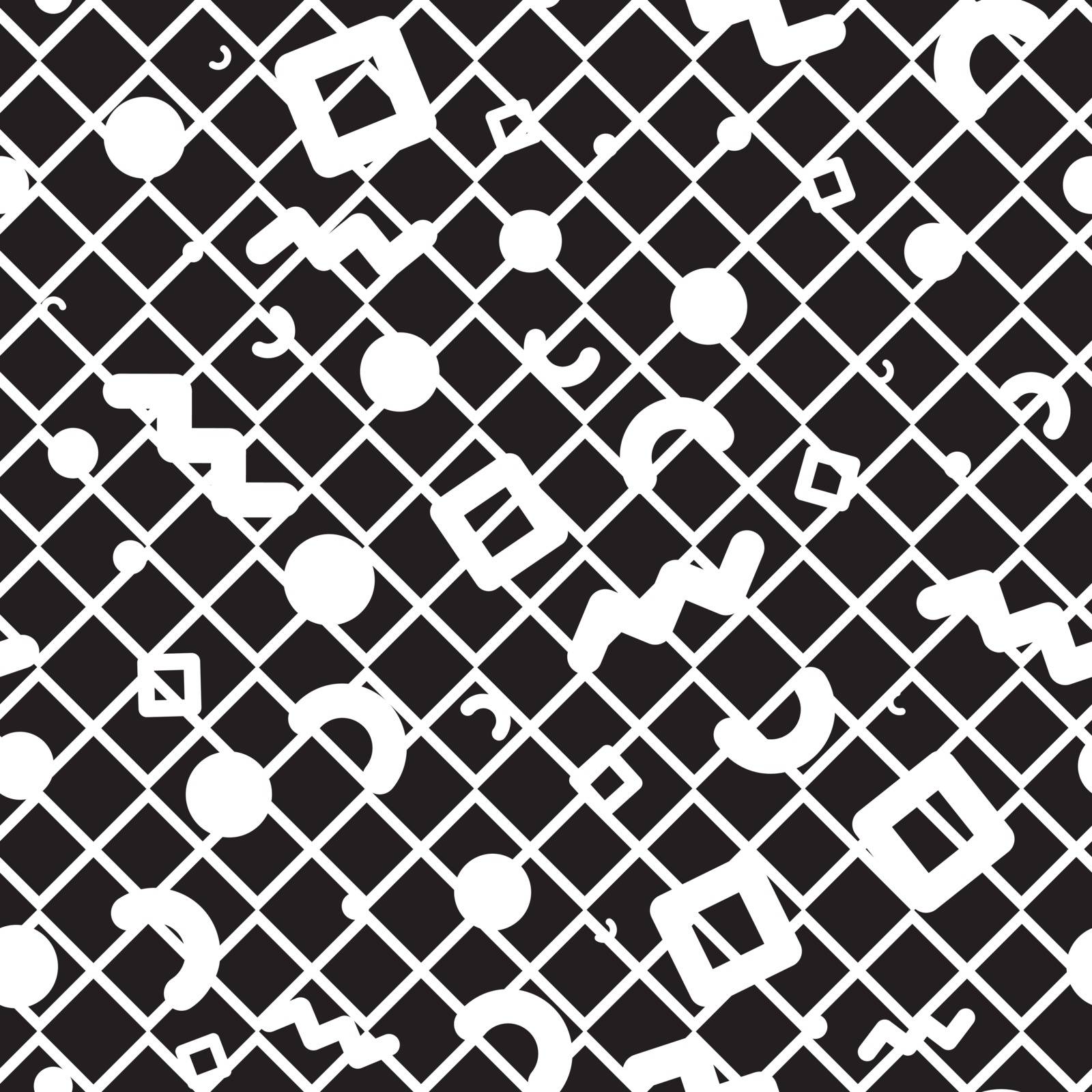 Vector seamless pattern. Universal repeating geometric abstract figure in black and white. Wallpaper, wrapping paper, interior, memphis, retro 80s, 90s style 