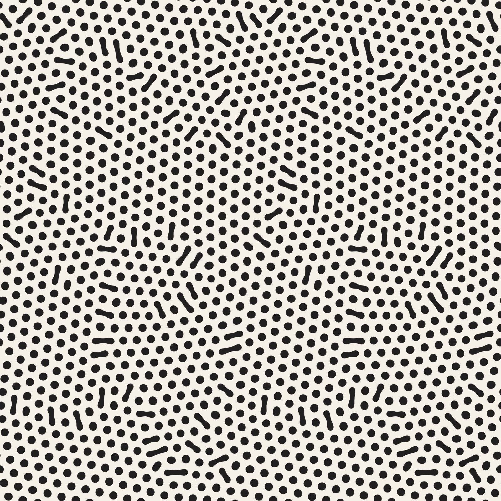 Organic Irregular Rounded Lines. Abstract Freehand Background Design. Vector Seamless Black and White Pattern.