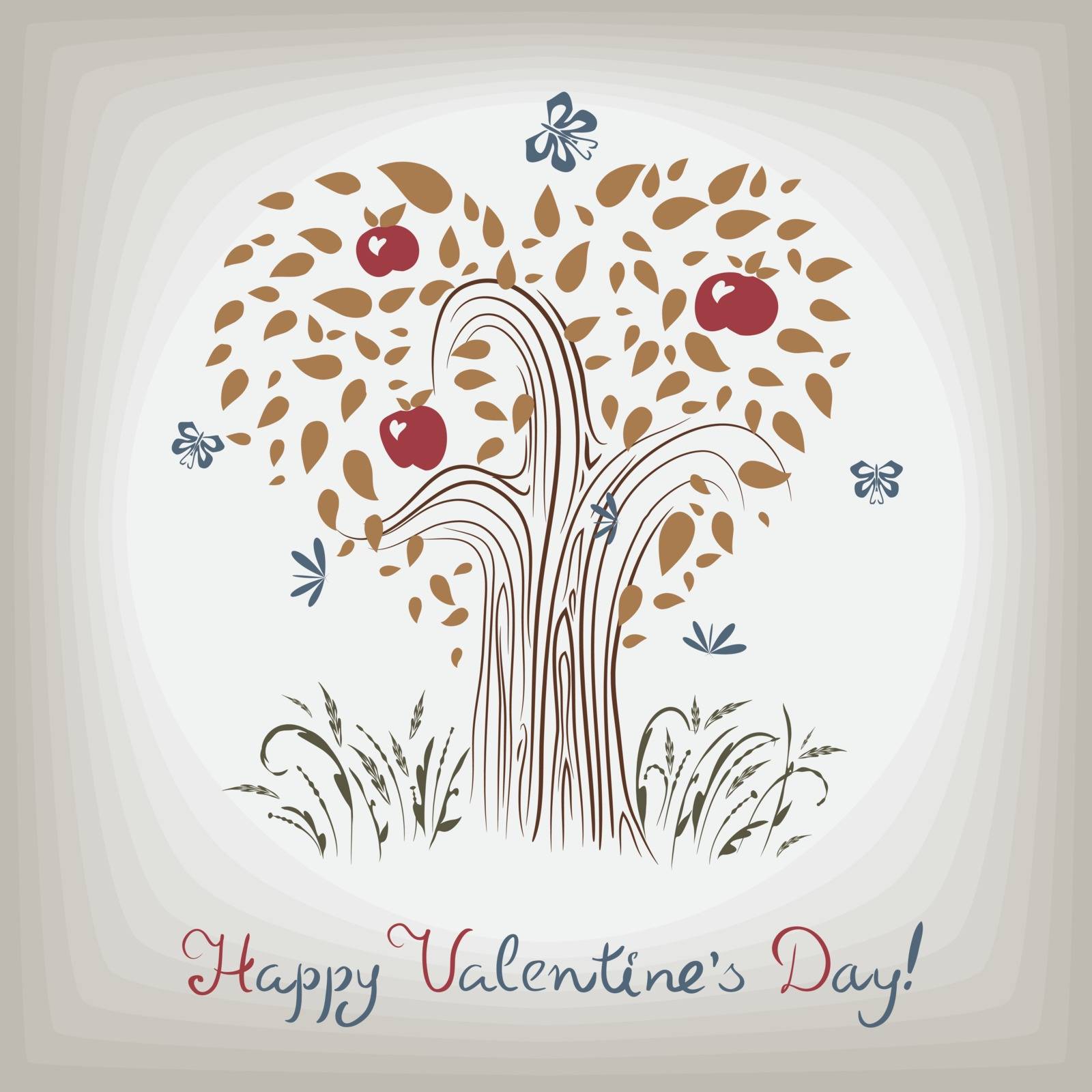 Card with an elegant floral pattern for Valentines Day