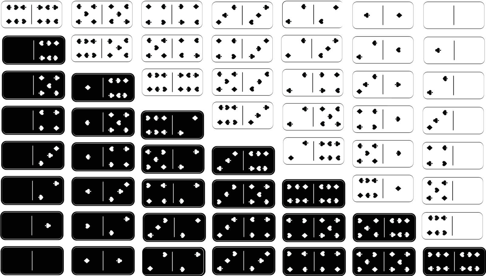 Domino icon illustration of twenty-eight pieces of the contrast. FOR USE design, decoration, printing, smart phone, website, etc.