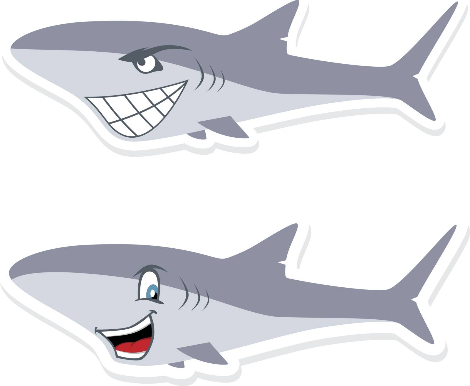 cartoon cute shark fish theme vector art illustration