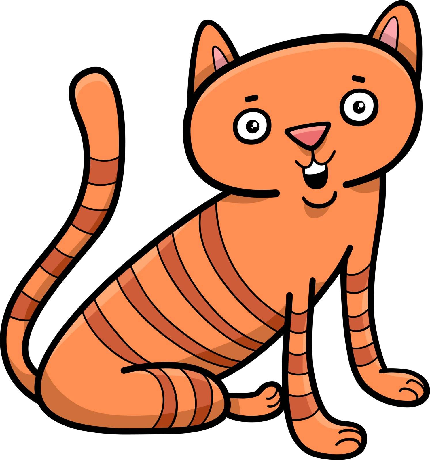 Cartoon Illustration of Cat or Kitten Animal Character