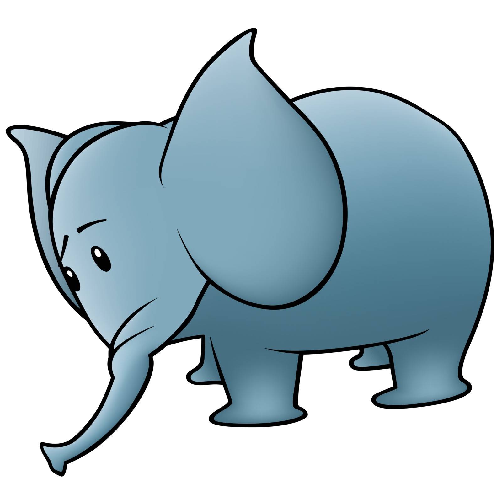 Small Blue Elephant - Colored Cartoon Illustration, Vector