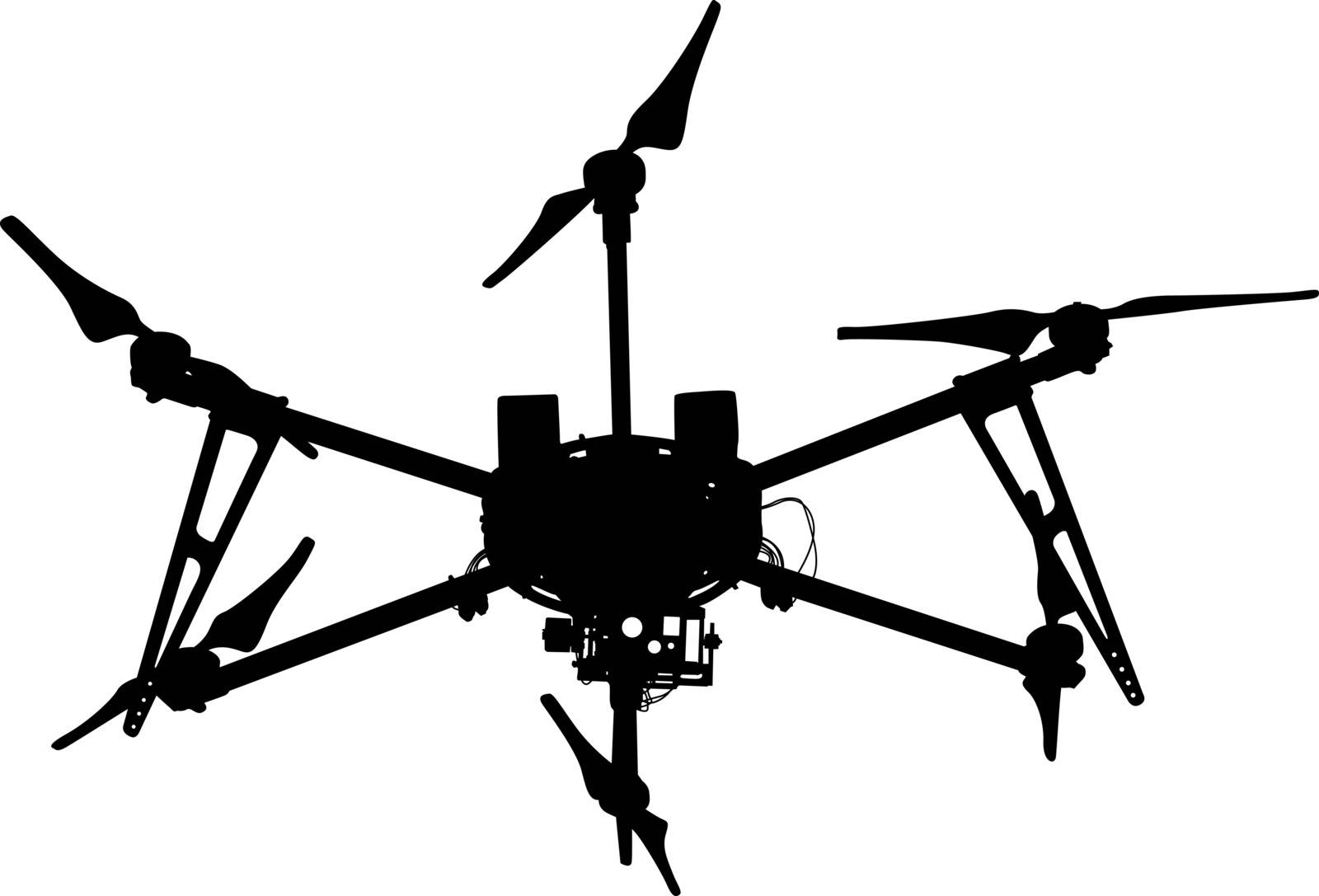 Black silhouette drone quadrocopter, vector illustration by aarrows