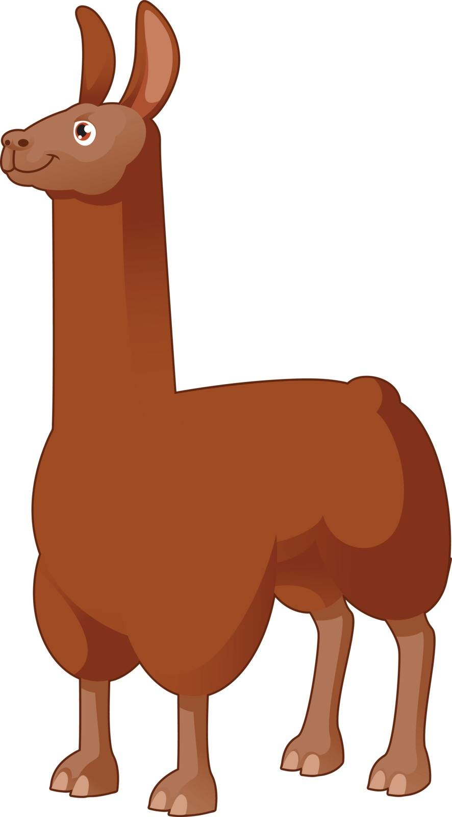 Vector image of a cartoon brown lama