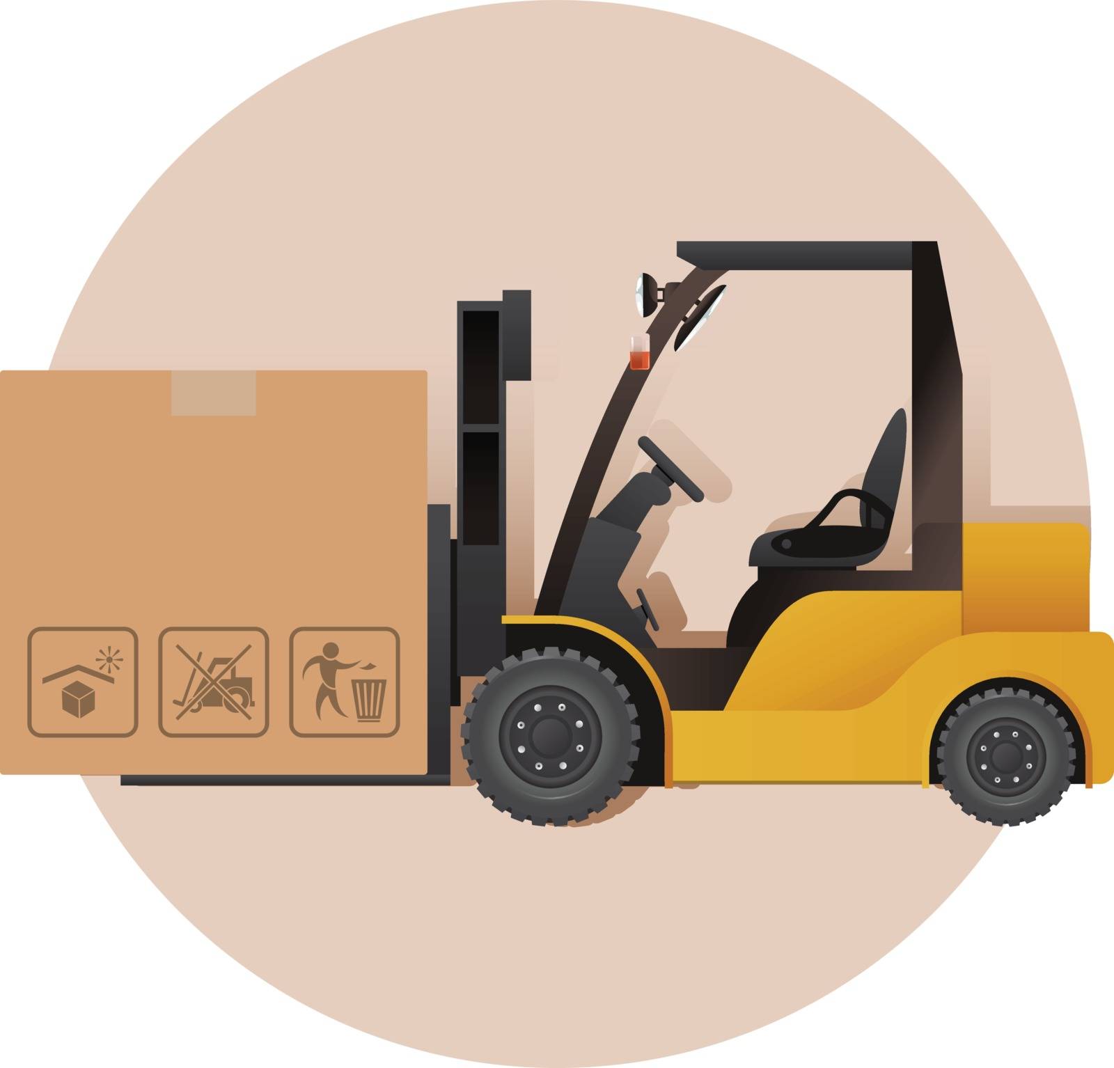Vector image of an yelllow auto loader and a box