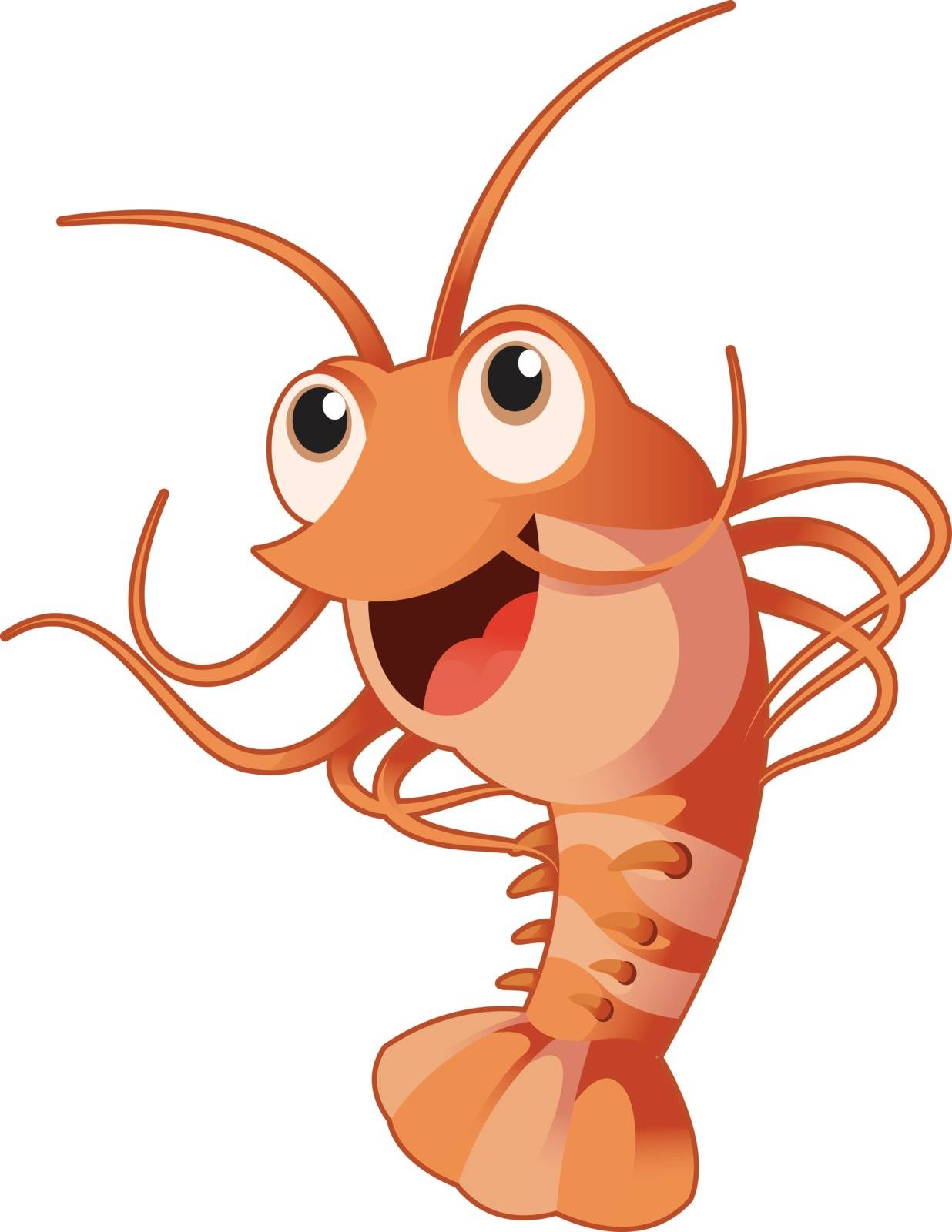Vector image of a cartoon funny shrimp