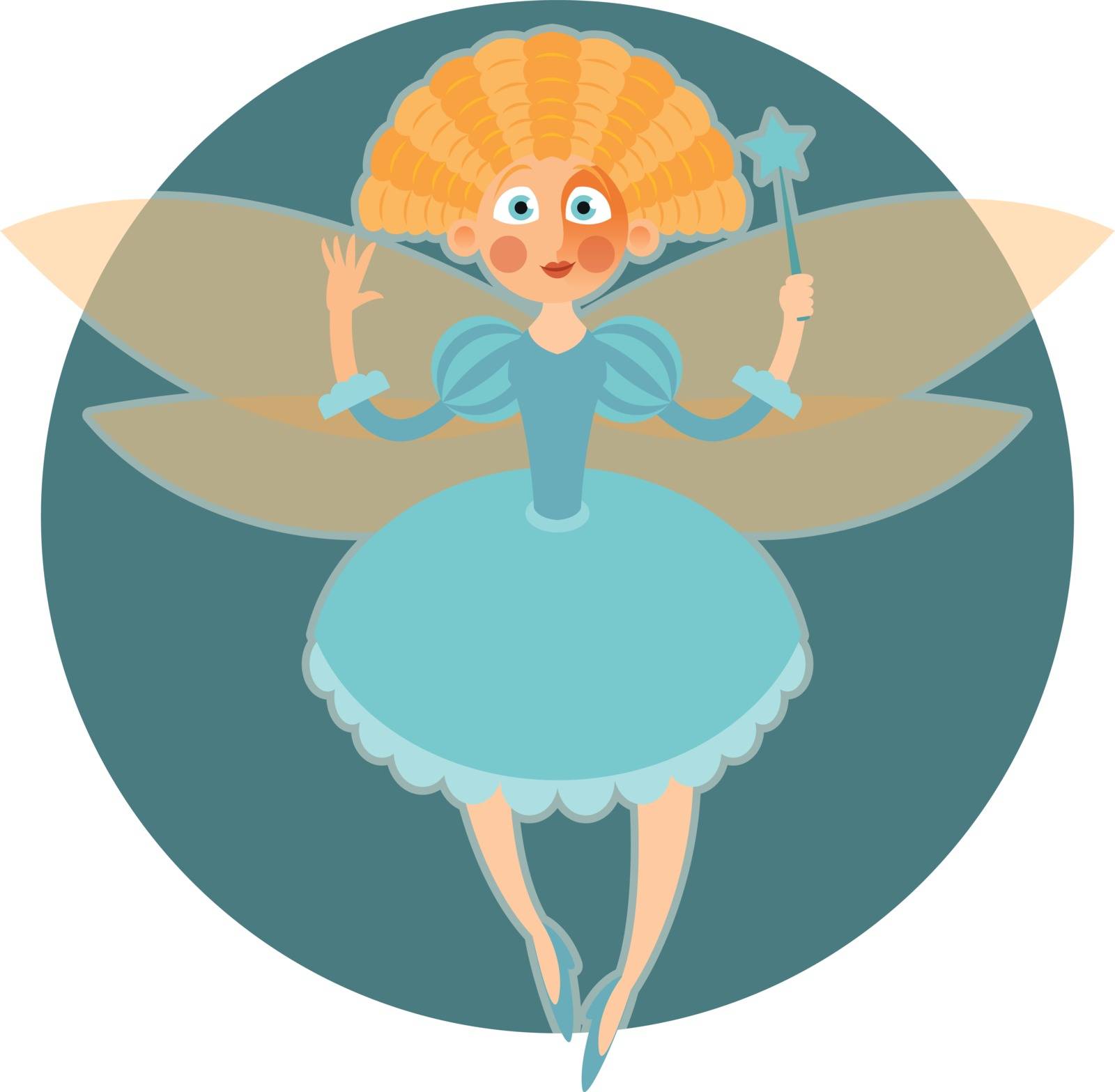 Vector image of a cartoon fantasy Fairy and her magic wand