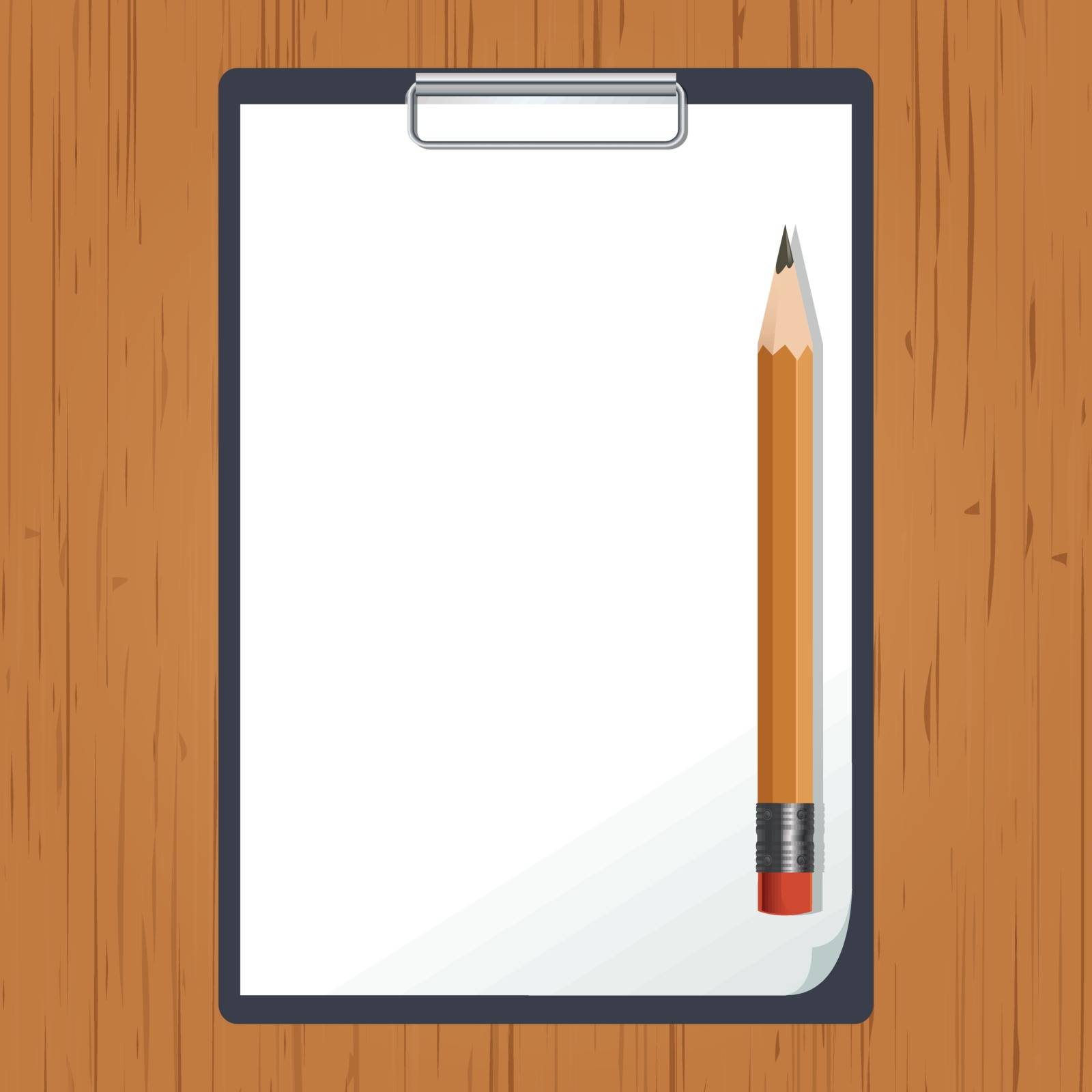 Vector image of a tablet and pencil on the table