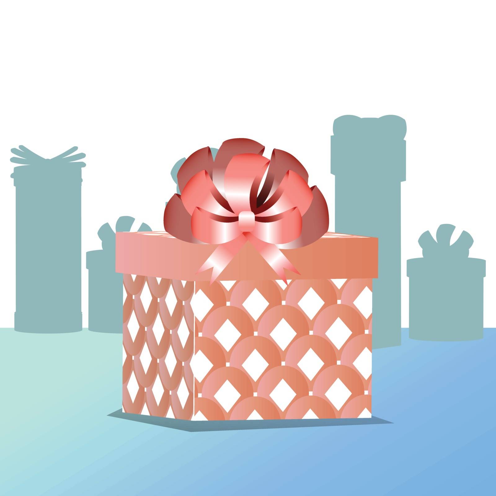 gift in box with bow pink. in the form of a rectangle. illustration. use the smart phone, website, decoration, design, printing, fabric, shirt decoration etc
