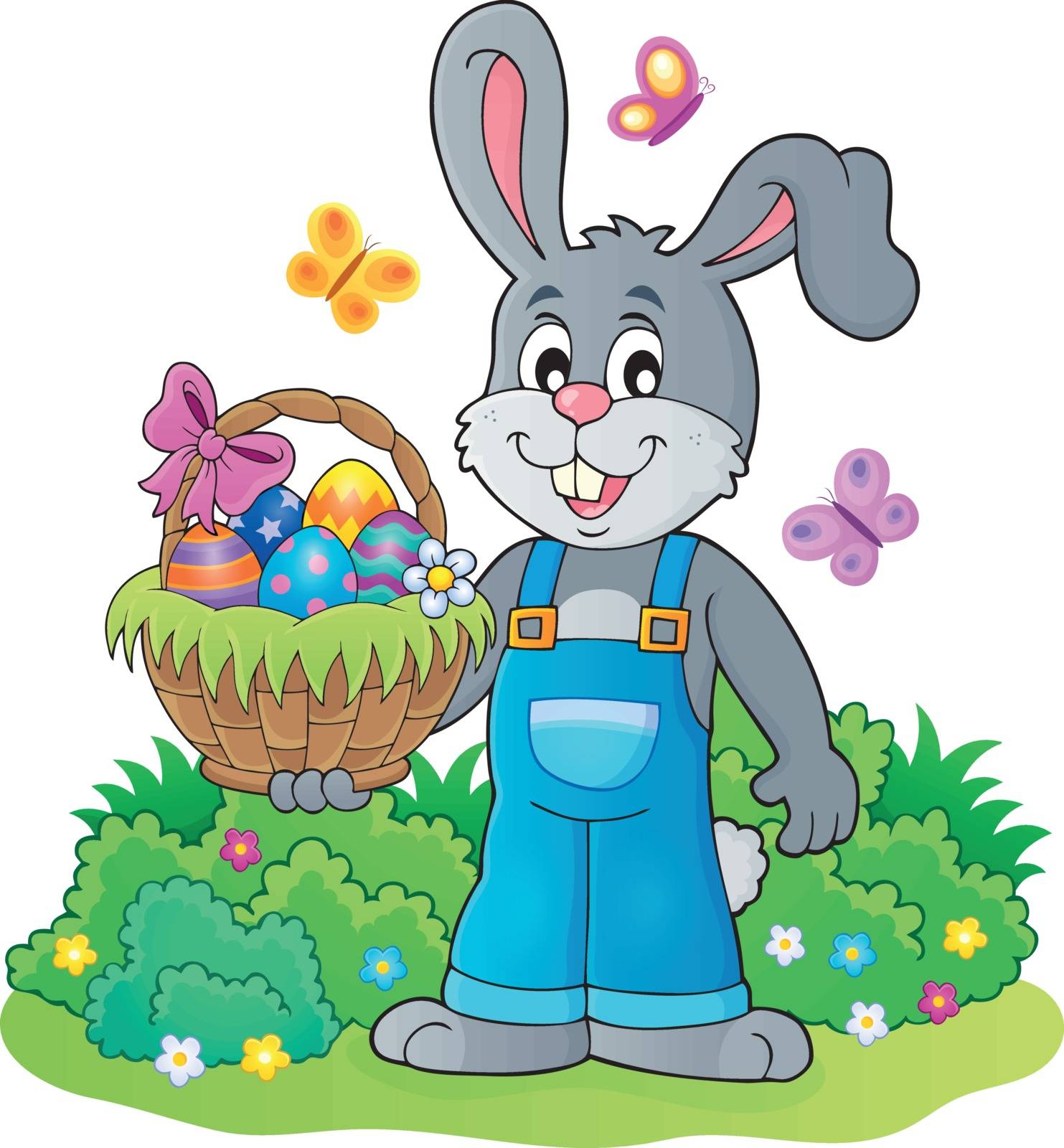Bunny holding Easter basket theme 4 - eps10 vector illustration.