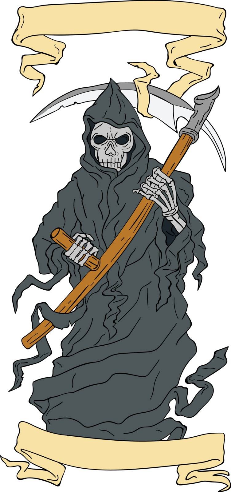 Grim Reaper Scythe Scroll Drawing by patrimonio