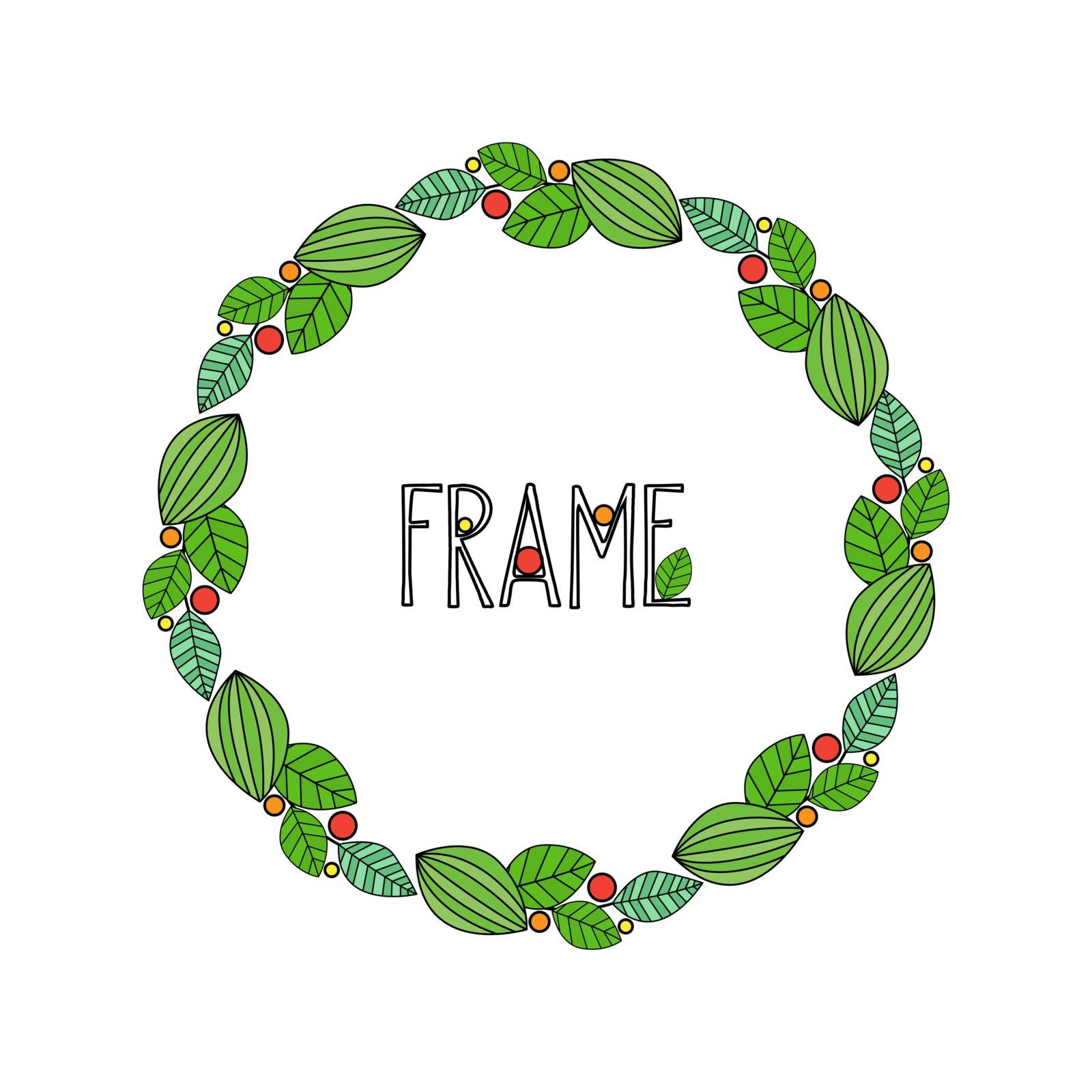 Vector illustration of a natural frame, romantic decoration branches with leaves