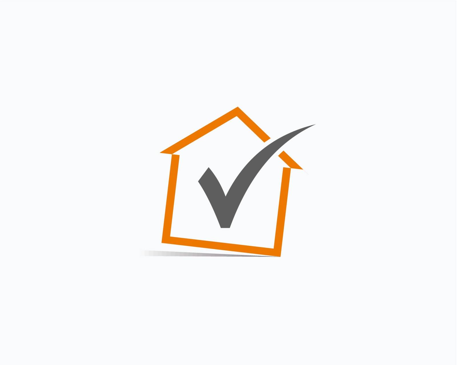 Logo with home icon.Vector logo check house. by chakibalami