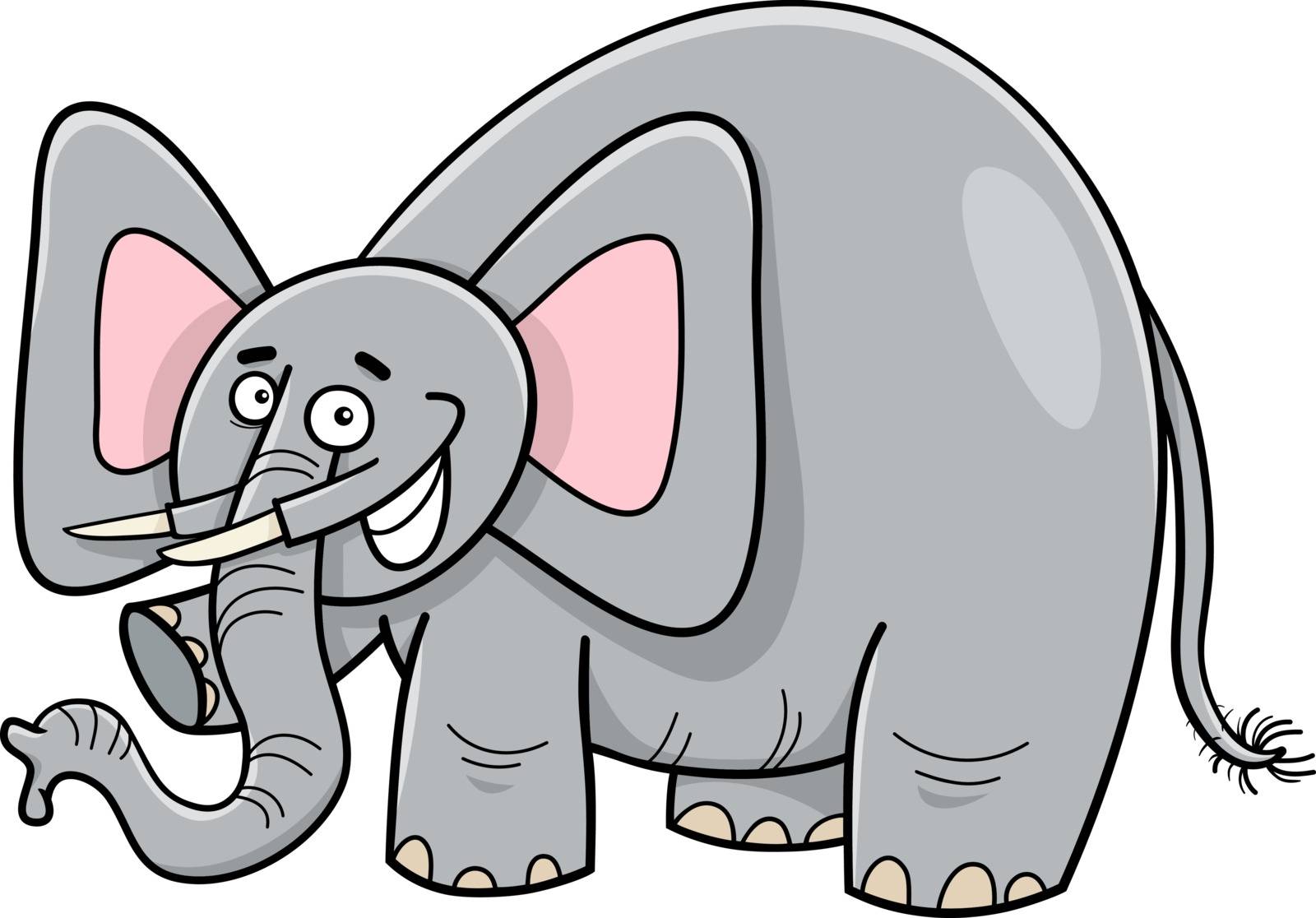 Cartoon Illustration of Elephant Animal Character