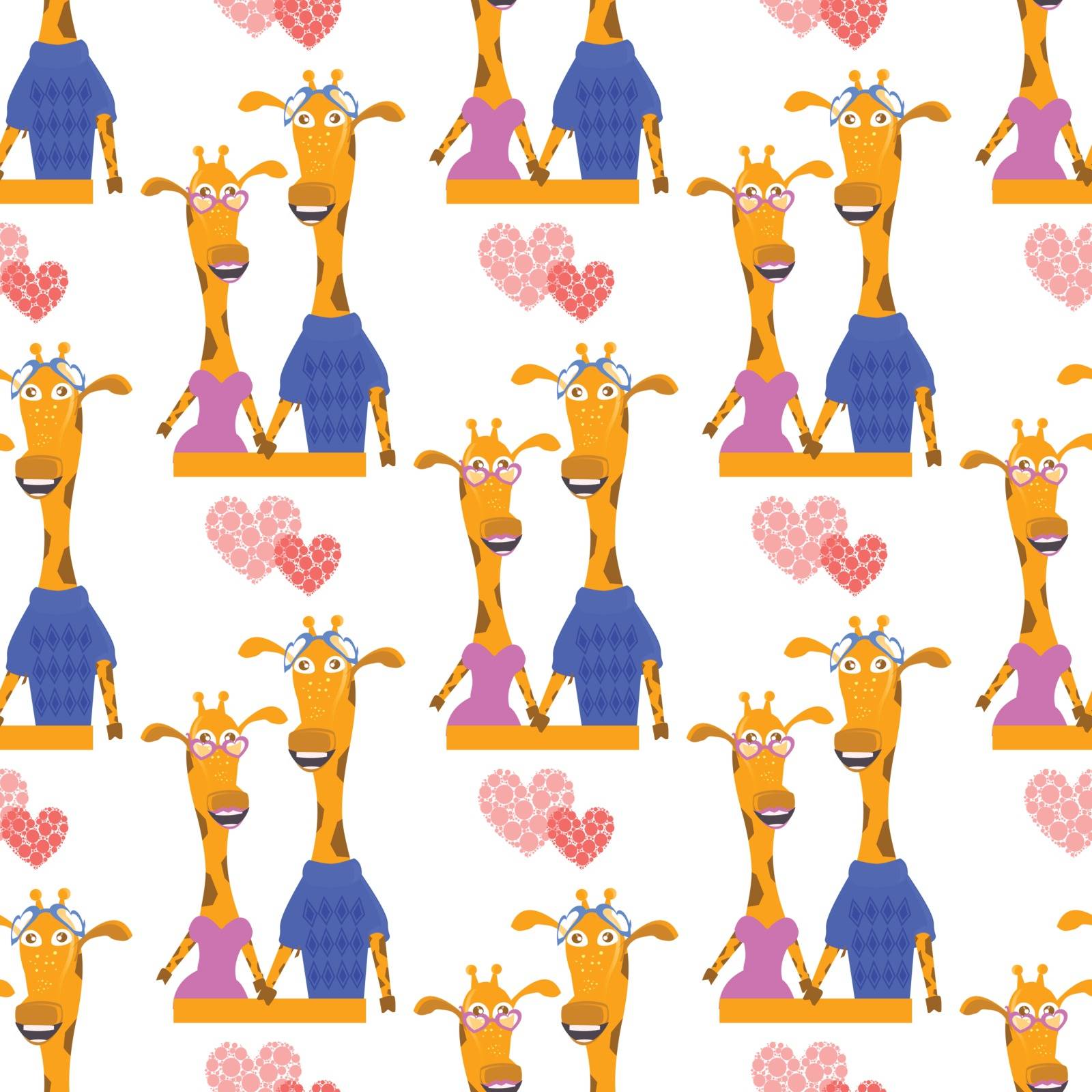 giraffes in love. seamless pattern. children s illustration. is used to print, website, smartphone, design, textiles, ceramics fabrics prints postcards packaging etc