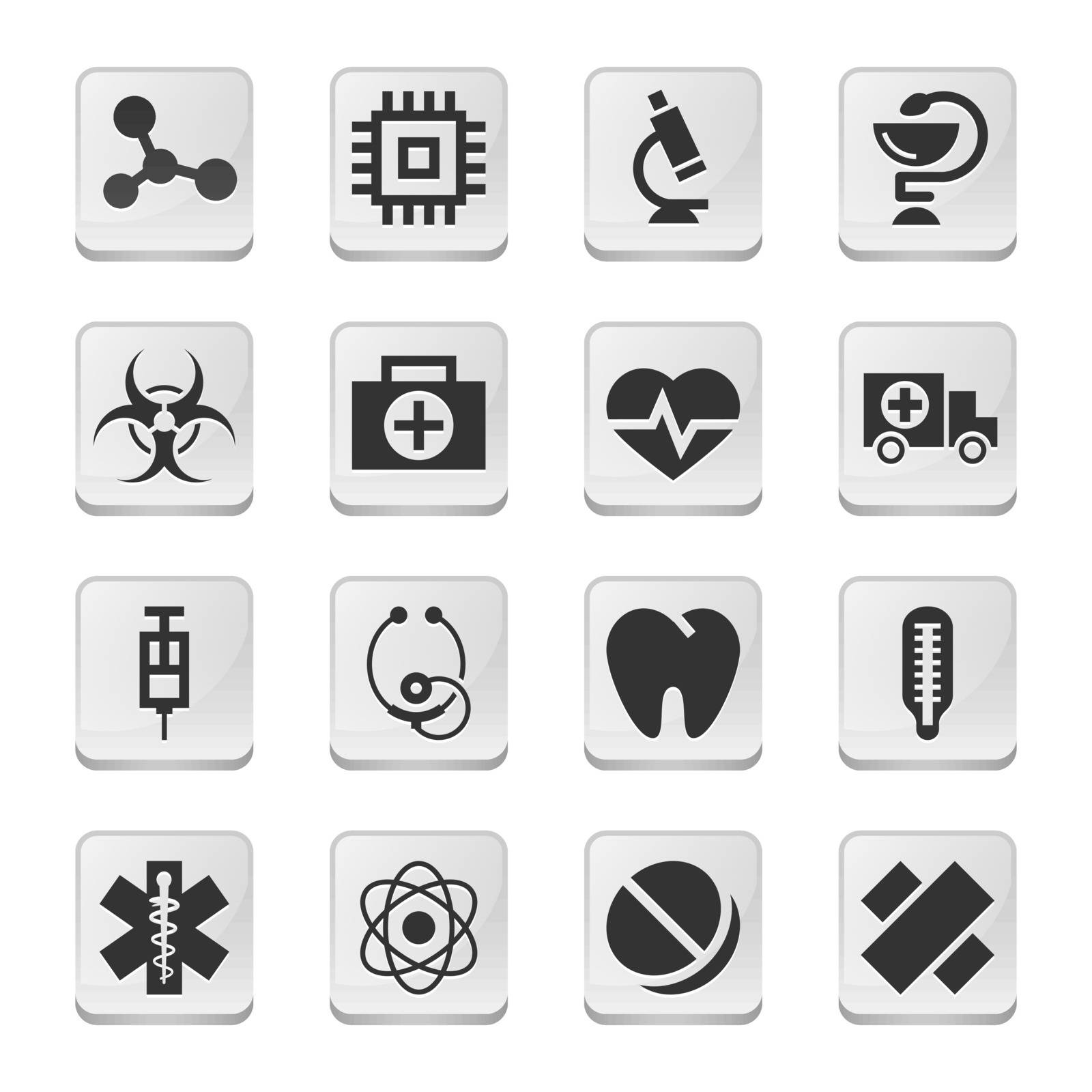 Rectangular medical icons by yuriytsirkunov