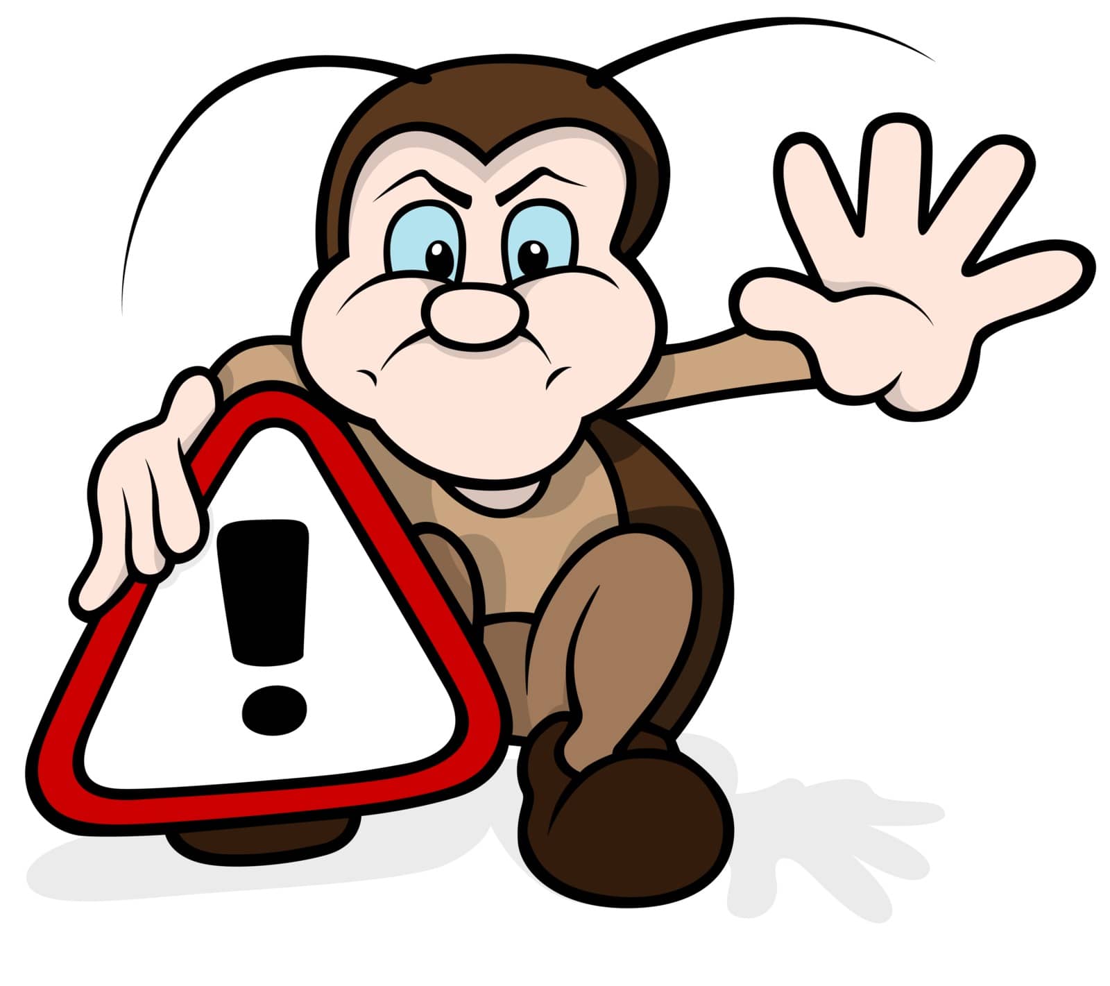 Bug and Alert Sign - Colored Cartoon illustration, Vector
