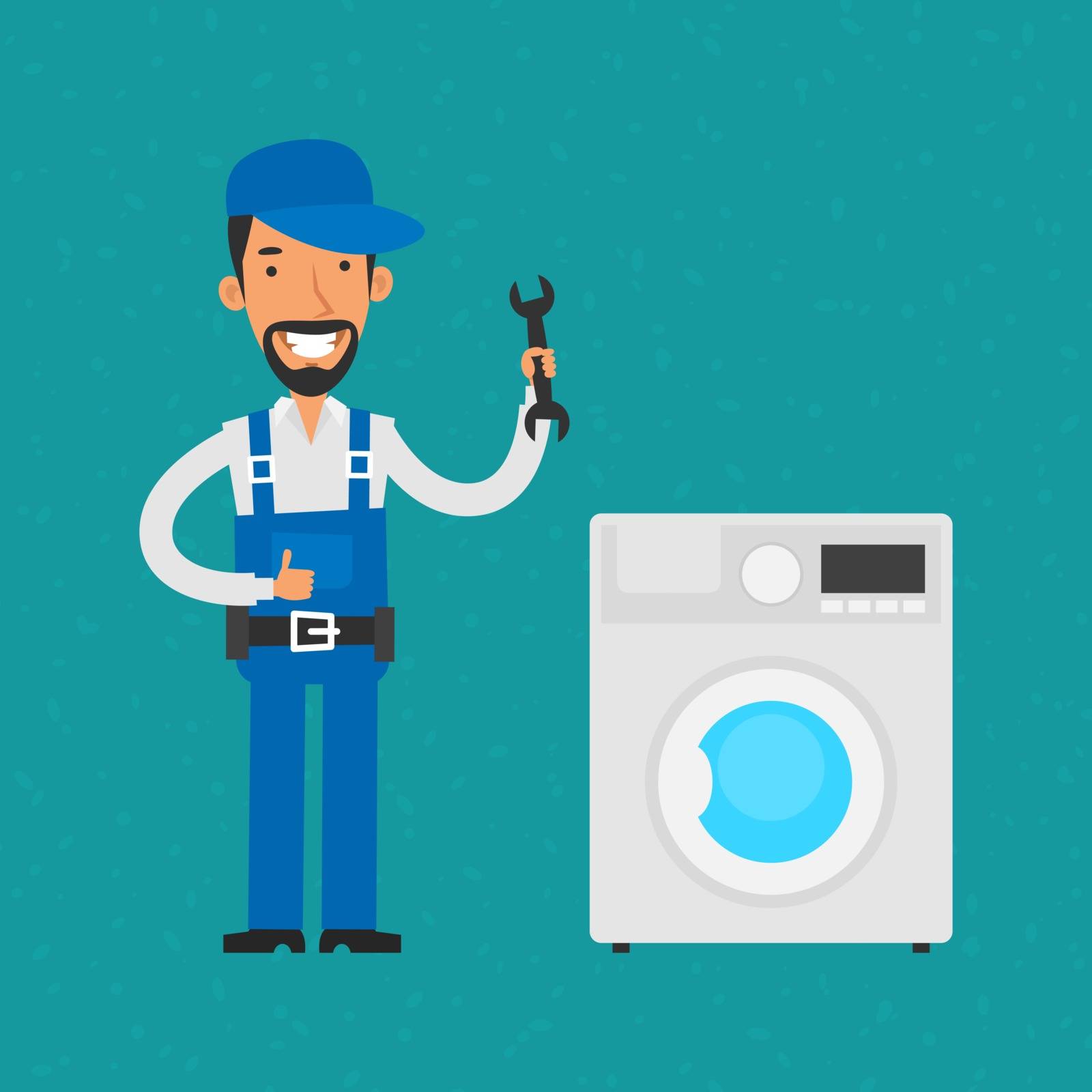 Illustration, repairman repairing household appliances, format EPS 10