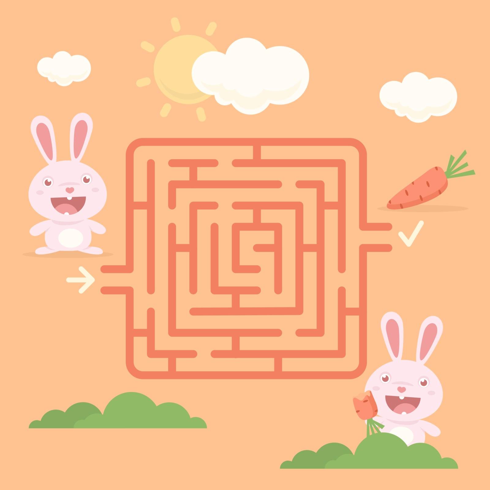 Vector Illustration, Labyrinth rabbit with carrot, format EPS 10