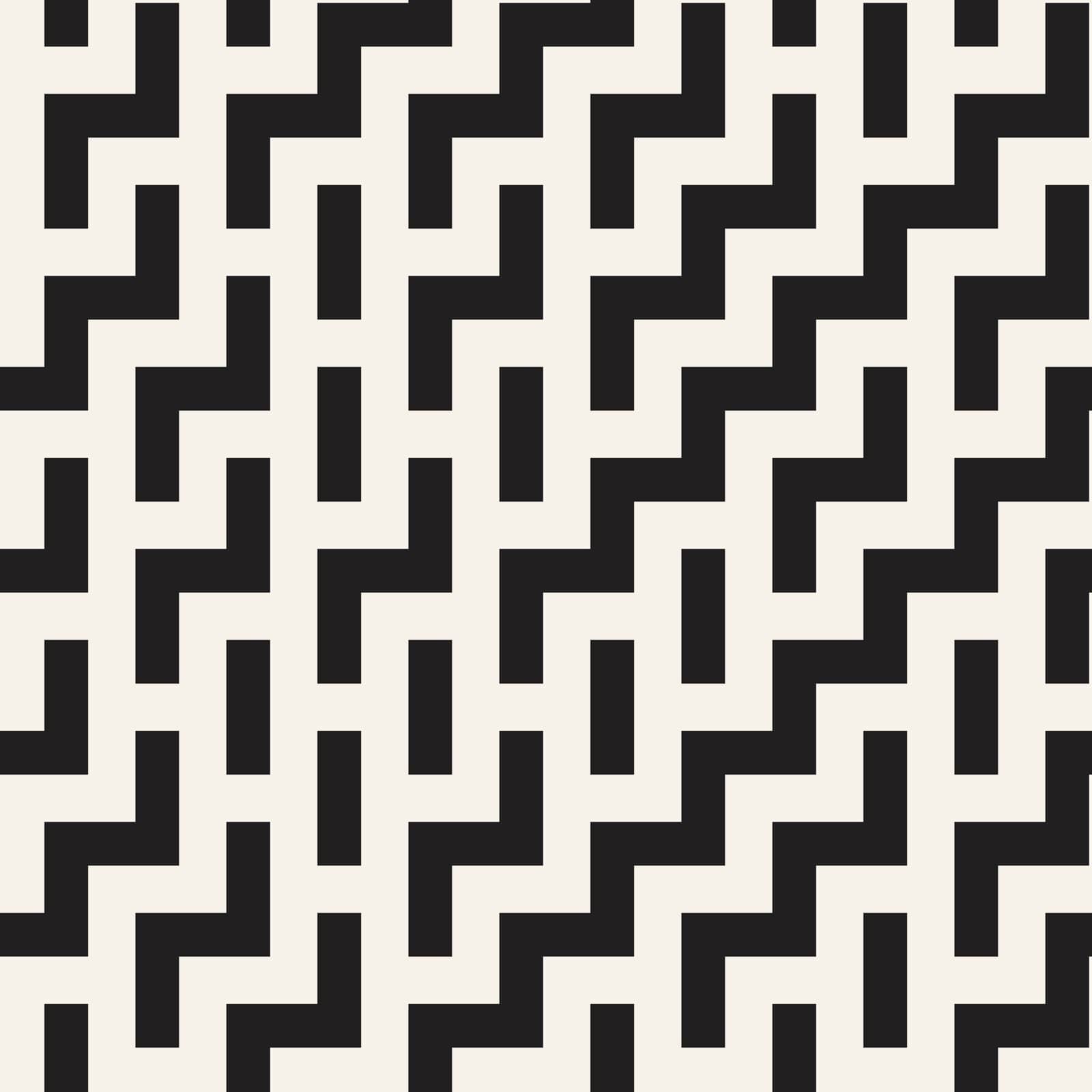 Irregular Maze Shapes Tiling Contemporary Graphic Design. Vector Seamless Black and White Pattern by Samolevsky