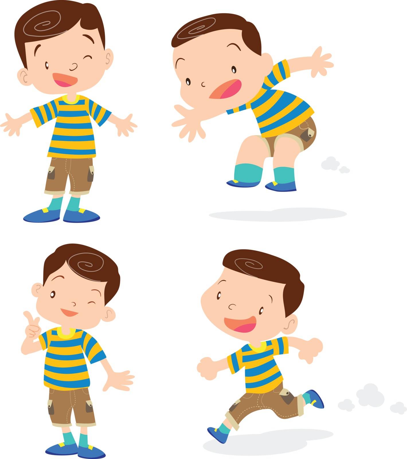 Cute boy character cartoon action. by niwat_s@hotmail.com