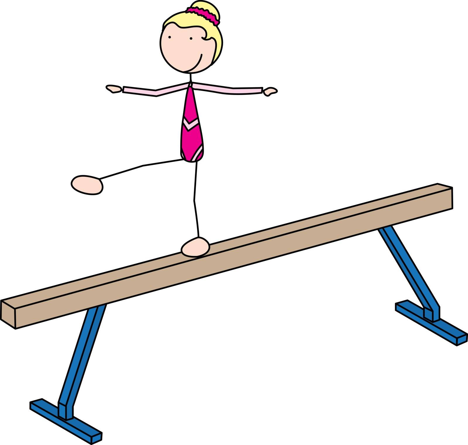 Cartoon illustration of a girl on a balance beam