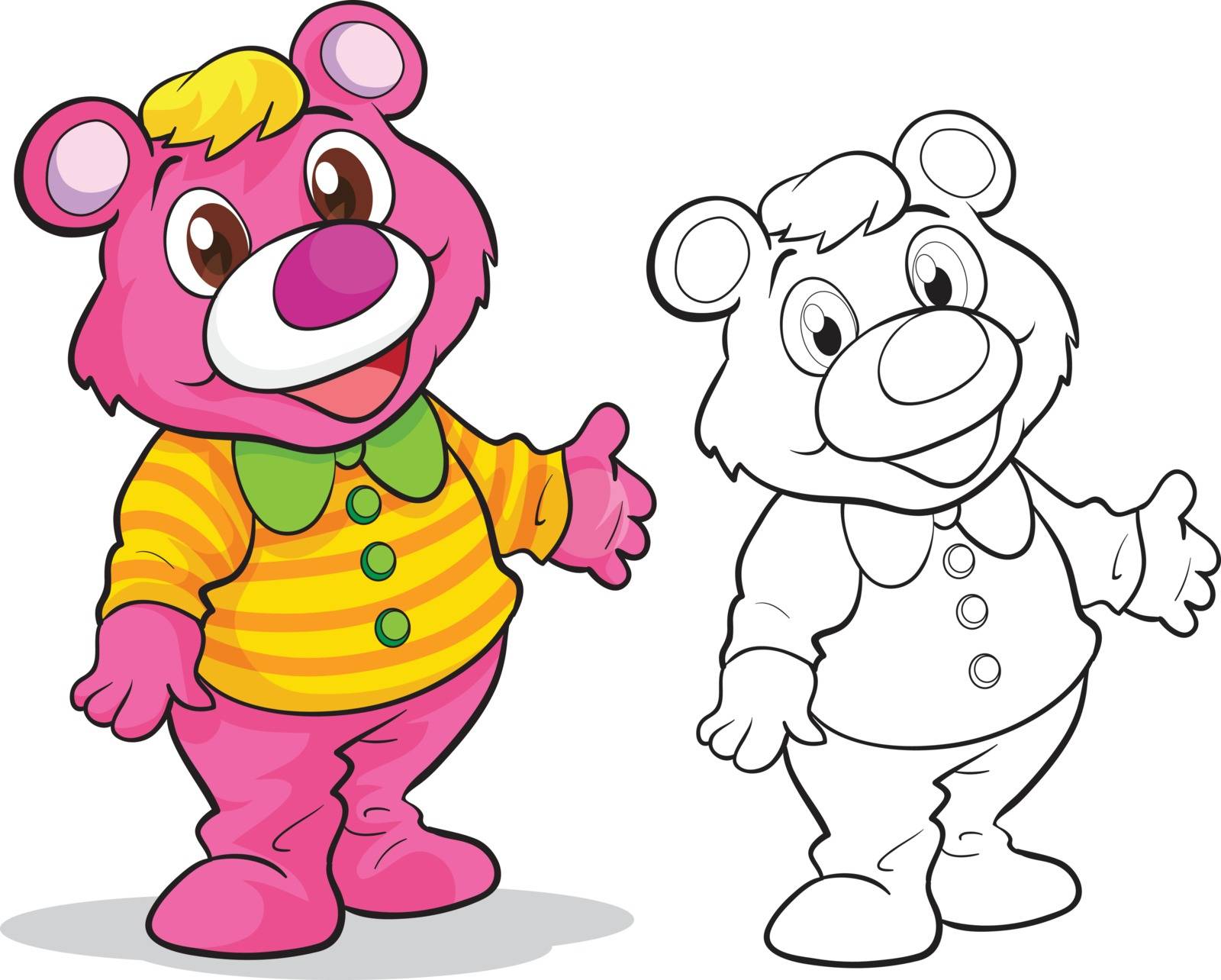 Vector of cute bear  mascot  cartoon color and coloring outline