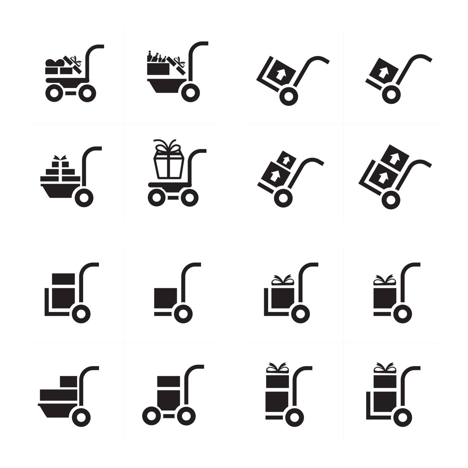 Shopping Cart and man courier  set by iconmama